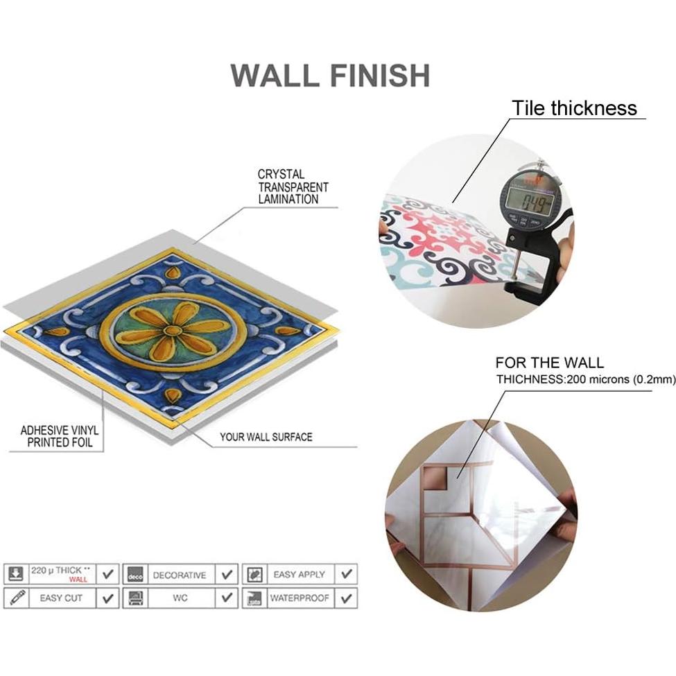 Calcomanías de Azulejos Marroquíes Jacklove 25 Piezas 10x10cm