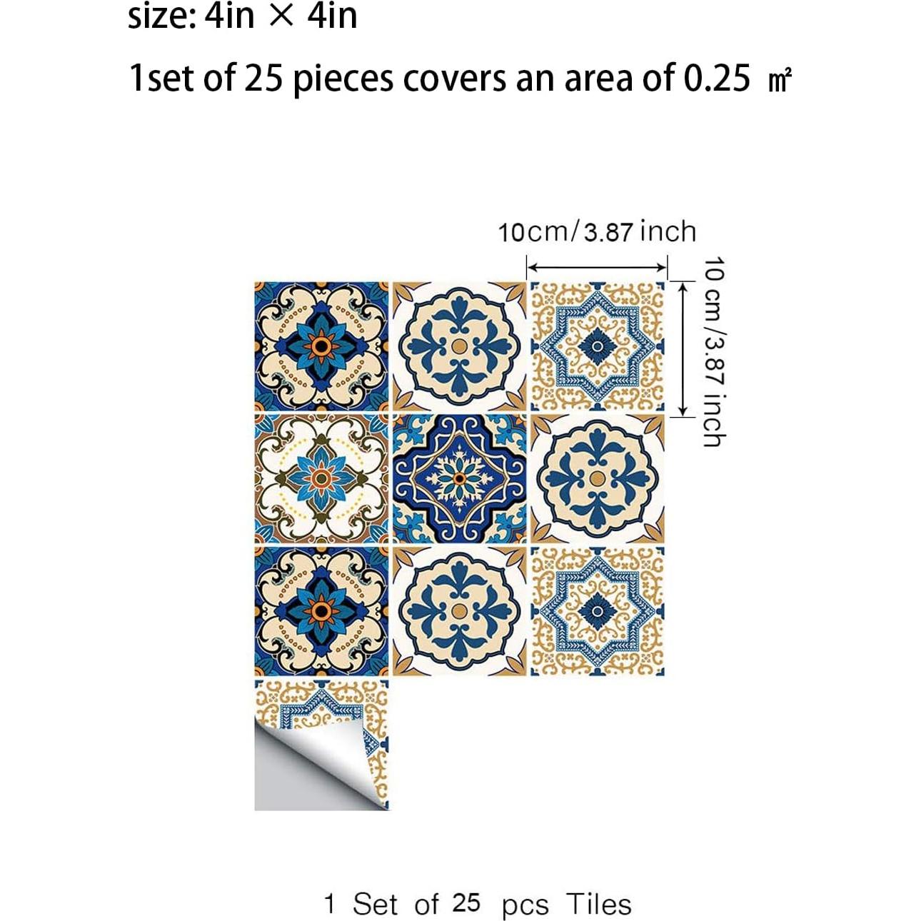 Calcomanías de Azulejos Marroquíes Jacklove 25 Piezas 10x10cm
