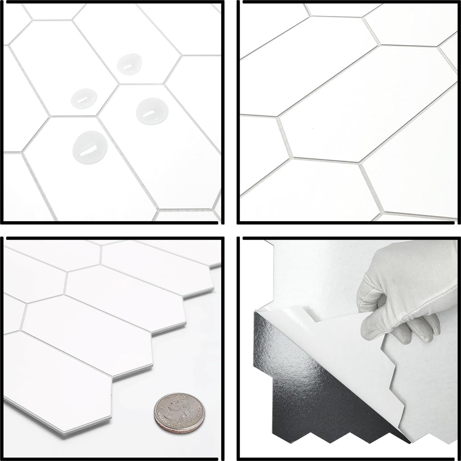 Azulejo Hexagonal Autoadhesivo El Plaza de Azulejos Blanco 10 Piezas