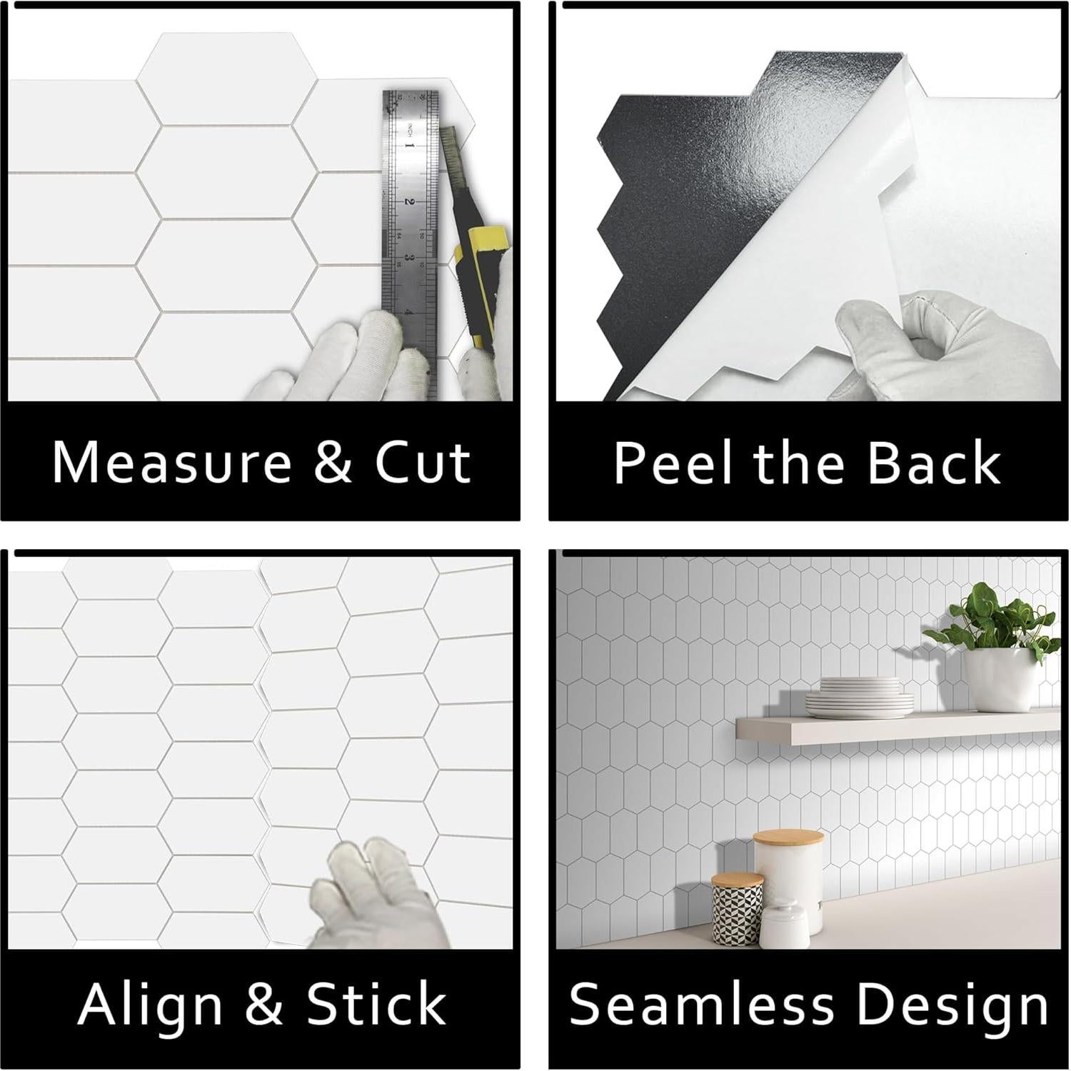 Azulejo Hexagonal Autoadhesivo El Plaza de Azulejos Blanco 10 Piezas