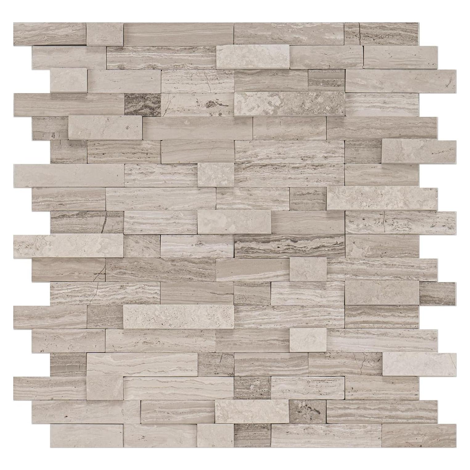 Azulejos de piedra natural autoadhesivos V-MOZZA 5 hojas 0.39 m²