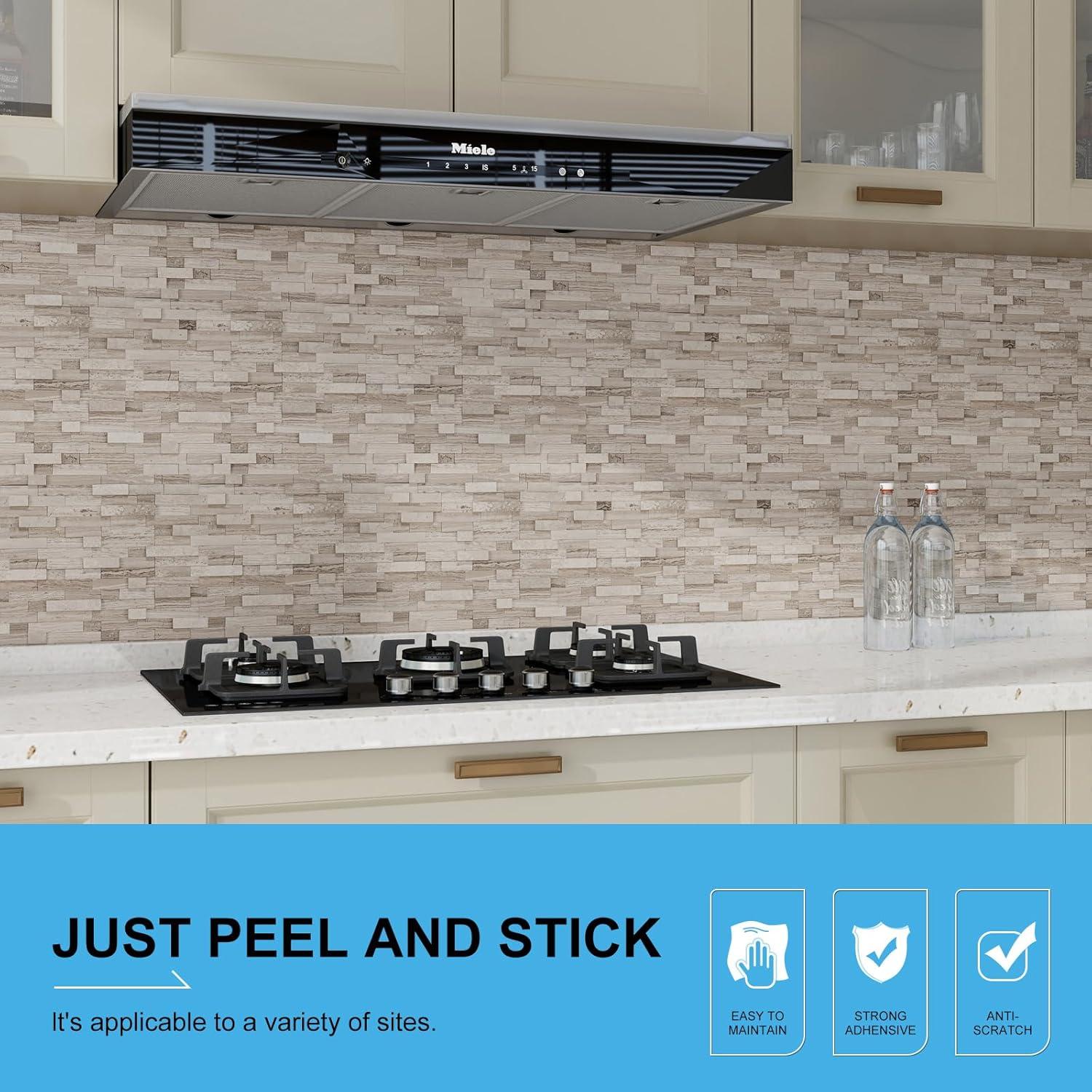 Azulejos de piedra natural autoadhesivos V-MOZZA 5 hojas 0.39 m²