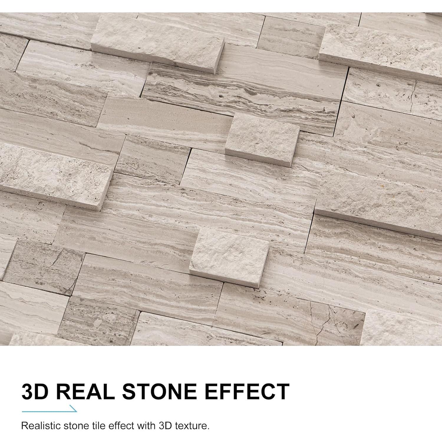 Azulejos de piedra natural autoadhesivos V-MOZZA 5 hojas 0.39 m²