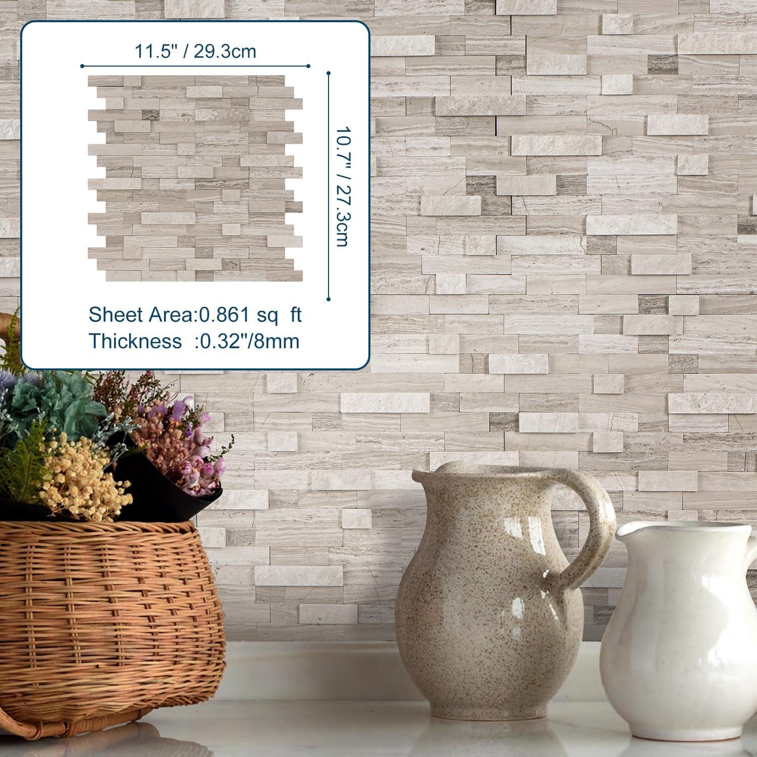 Azulejos de piedra natural autoadhesivos V-MOZZA 5 hojas 0.39 m²