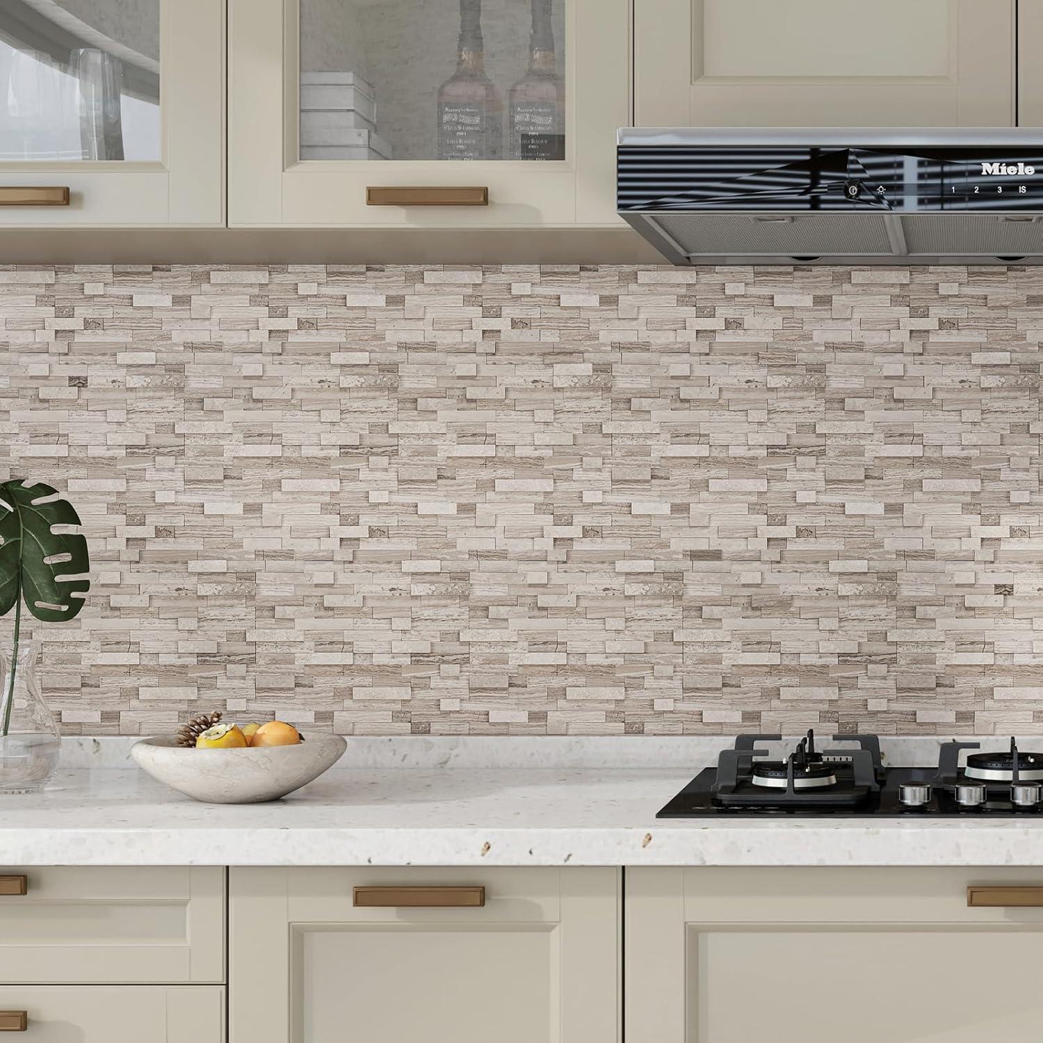 Azulejos de piedra natural autoadhesivos V-MOZZA 5 hojas 0.39 m²