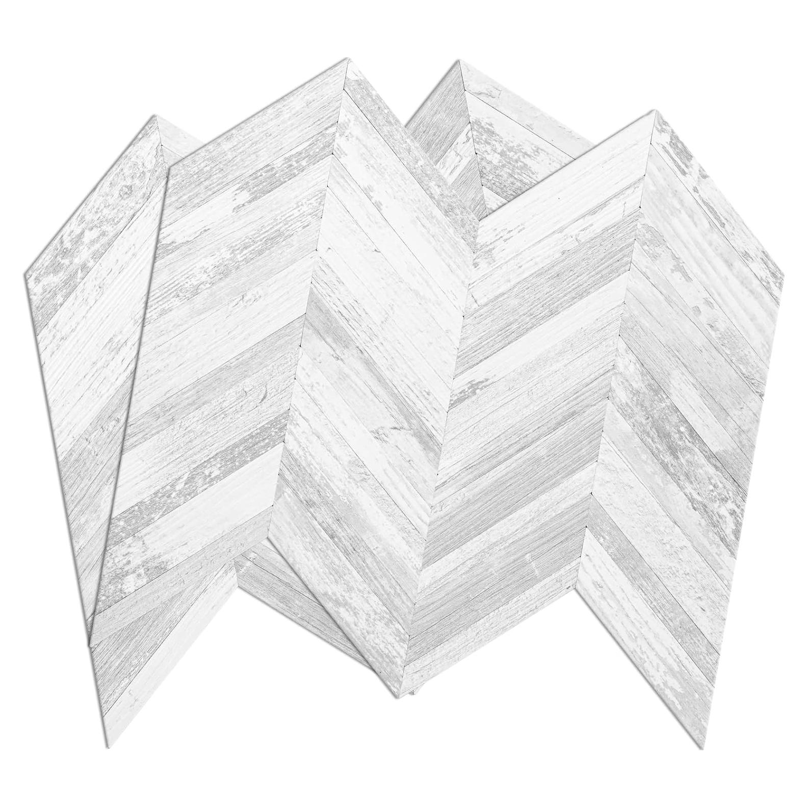 Baldosas DICOFUN 10 Hojas PVC Look Madera Blanca 30.48cm