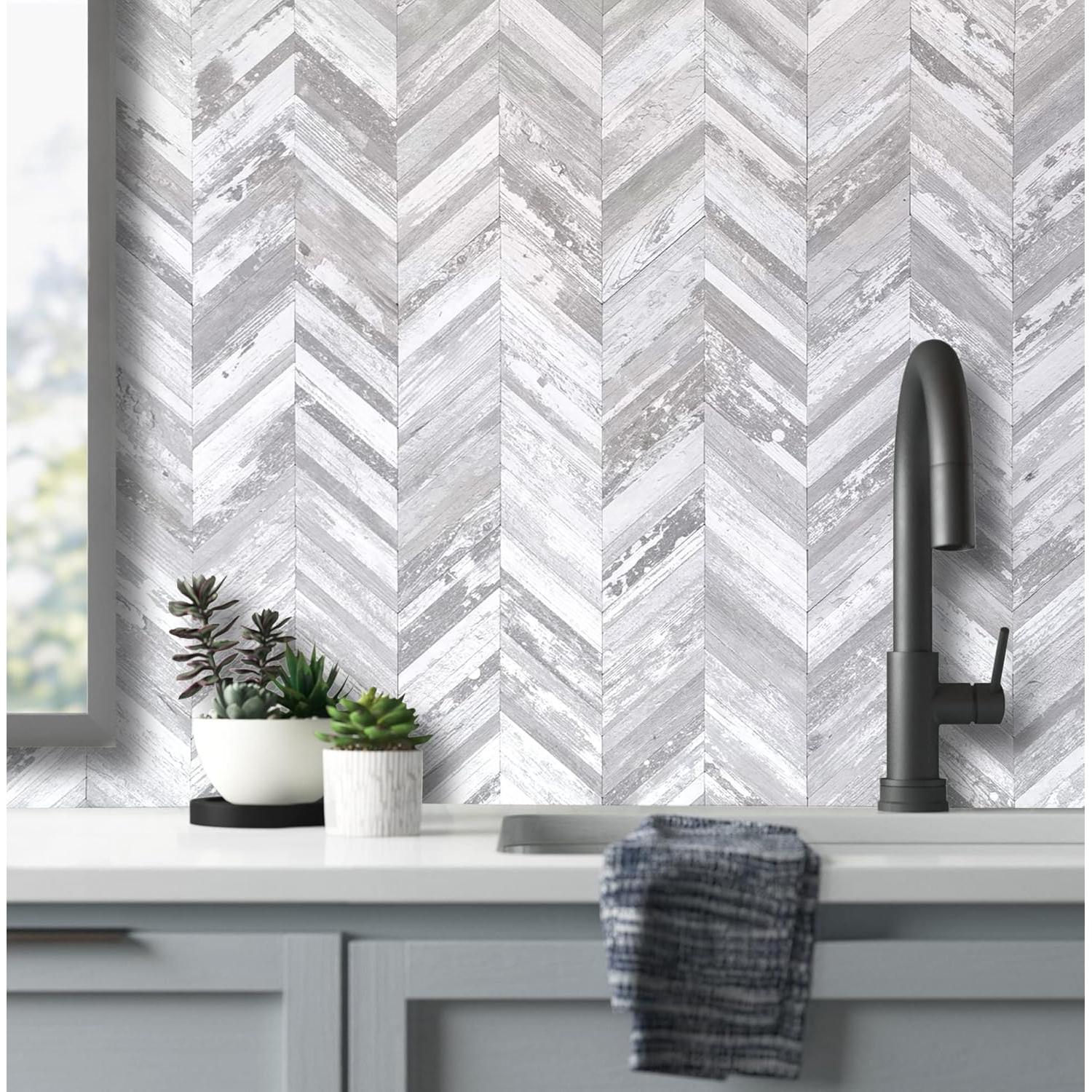 Baldosas DICOFUN 10 Hojas PVC Look Madera Blanca 30.48cm