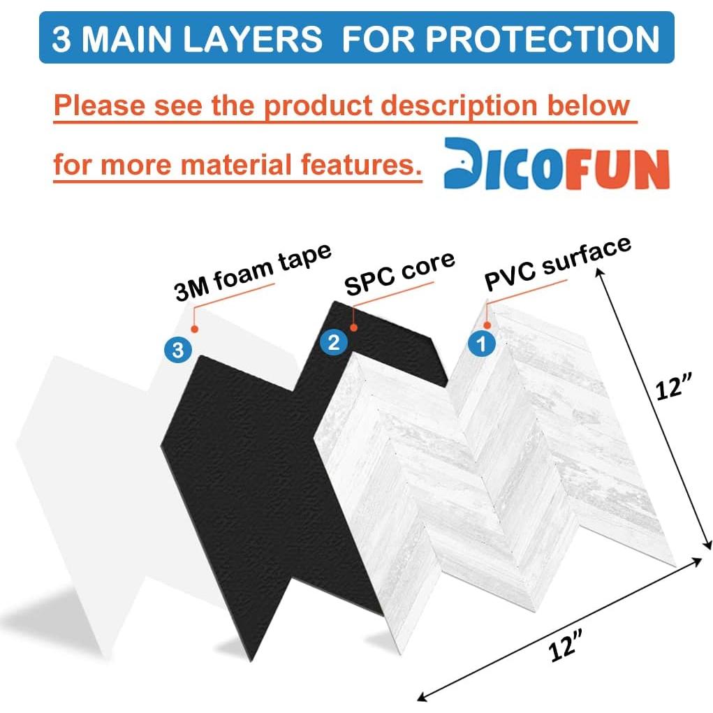 Baldosas DICOFUN 10 Hojas PVC Look Madera Blanca 30.48cm
