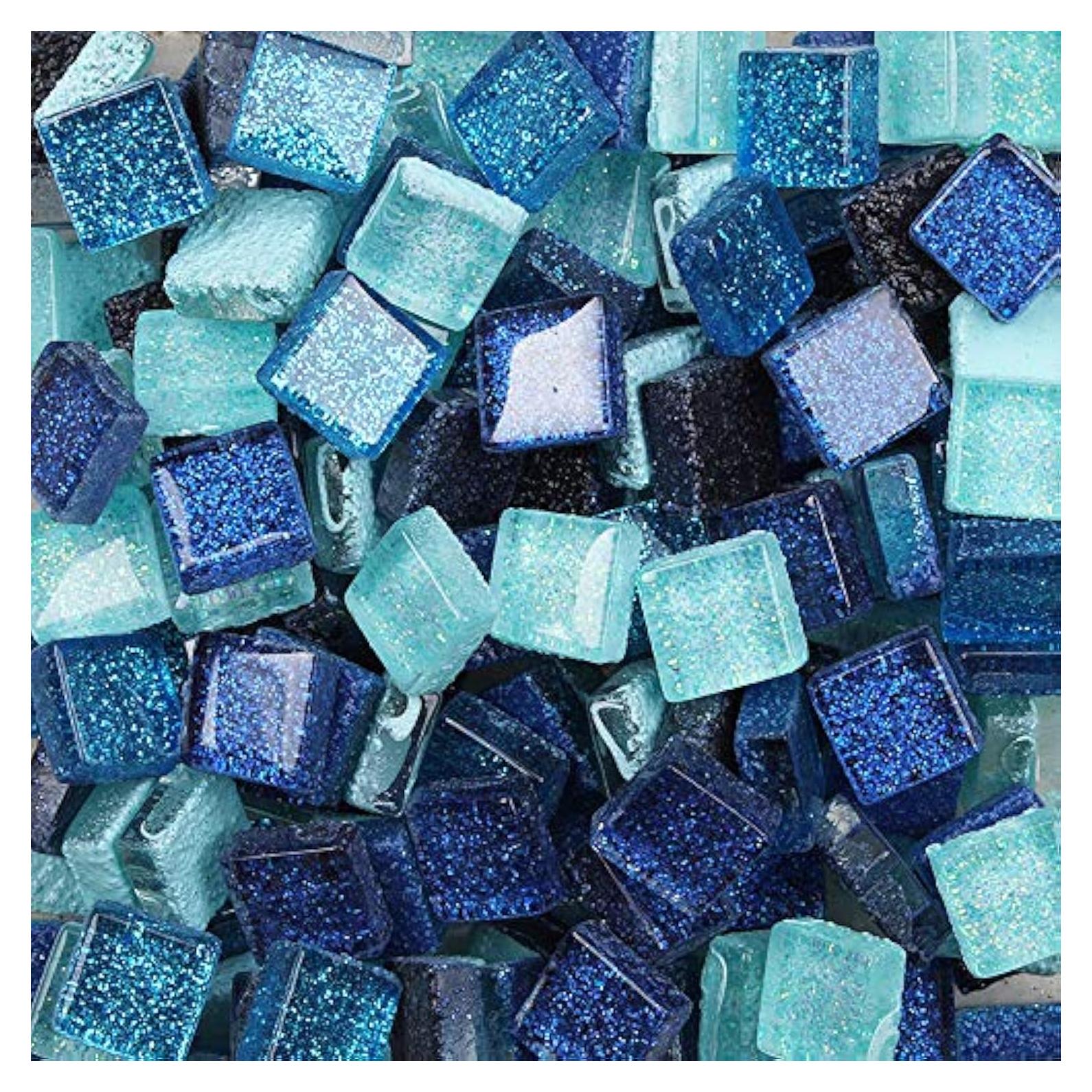 Azulejos de mosaico de vidrio Esweny 200g 1x1cm color azul