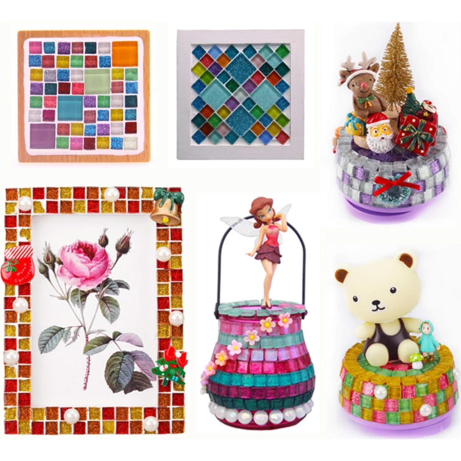 Azulejos de mosaico de vidrio Esweny 200g 1x1cm color azul