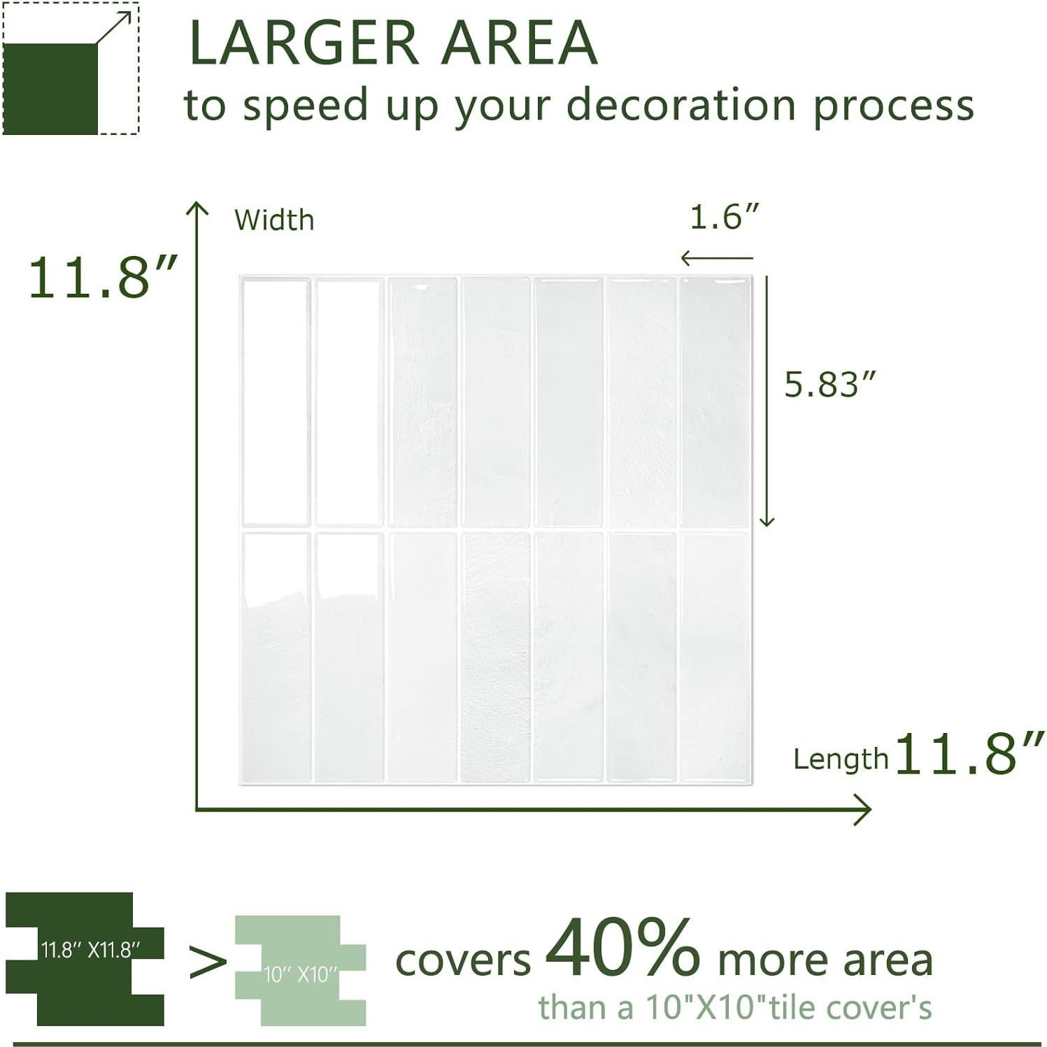Azulejos Autoadhesivos STICKGOO 10 Hojas 30x30 cm para Cocina y Baño