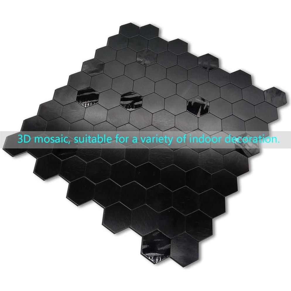 Azulejos autoadhesivos XUANINY 10 piezas hexagonales 3D negro