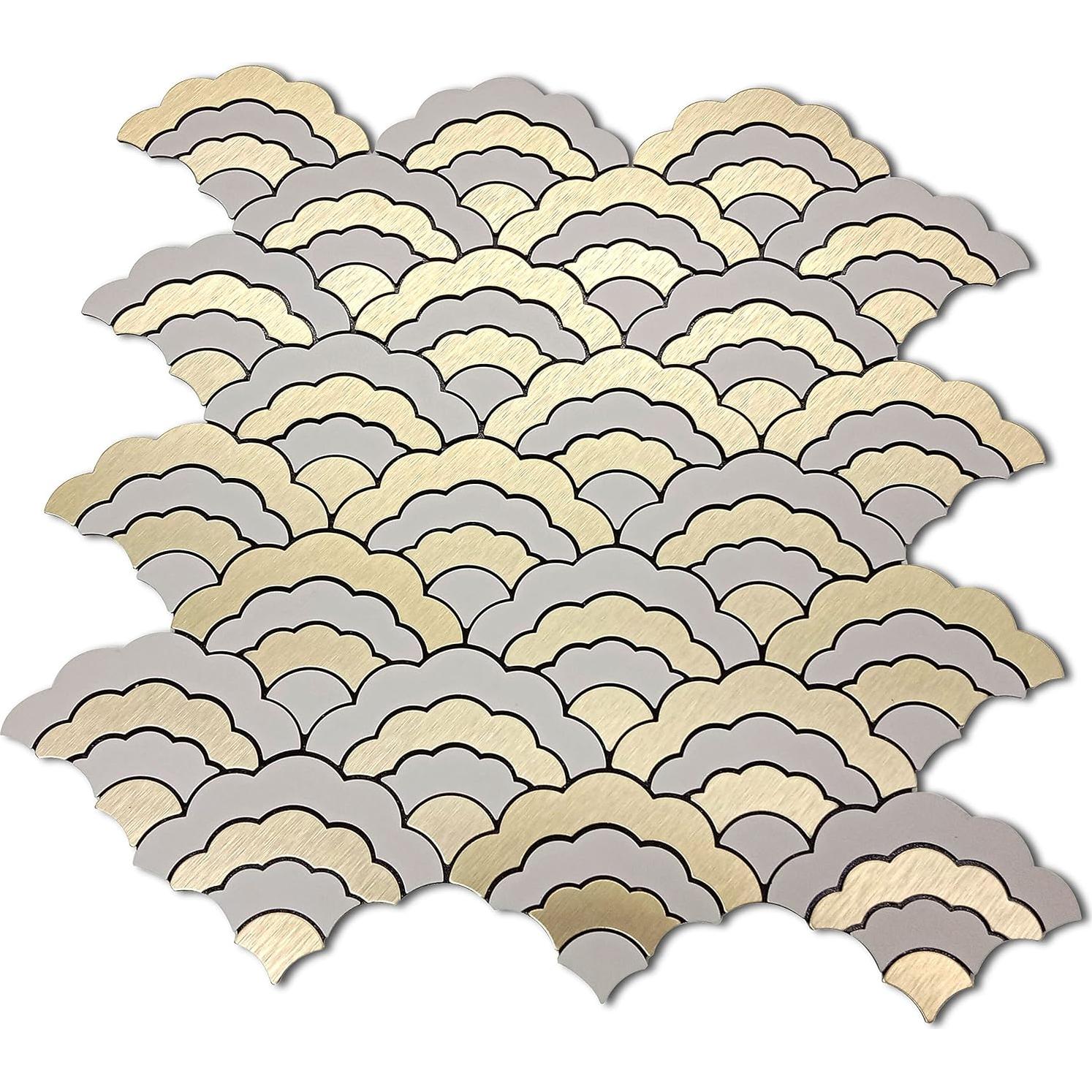 Azulejos autoadhesivos XUANINY 3D Oro cepillado 7 hojas