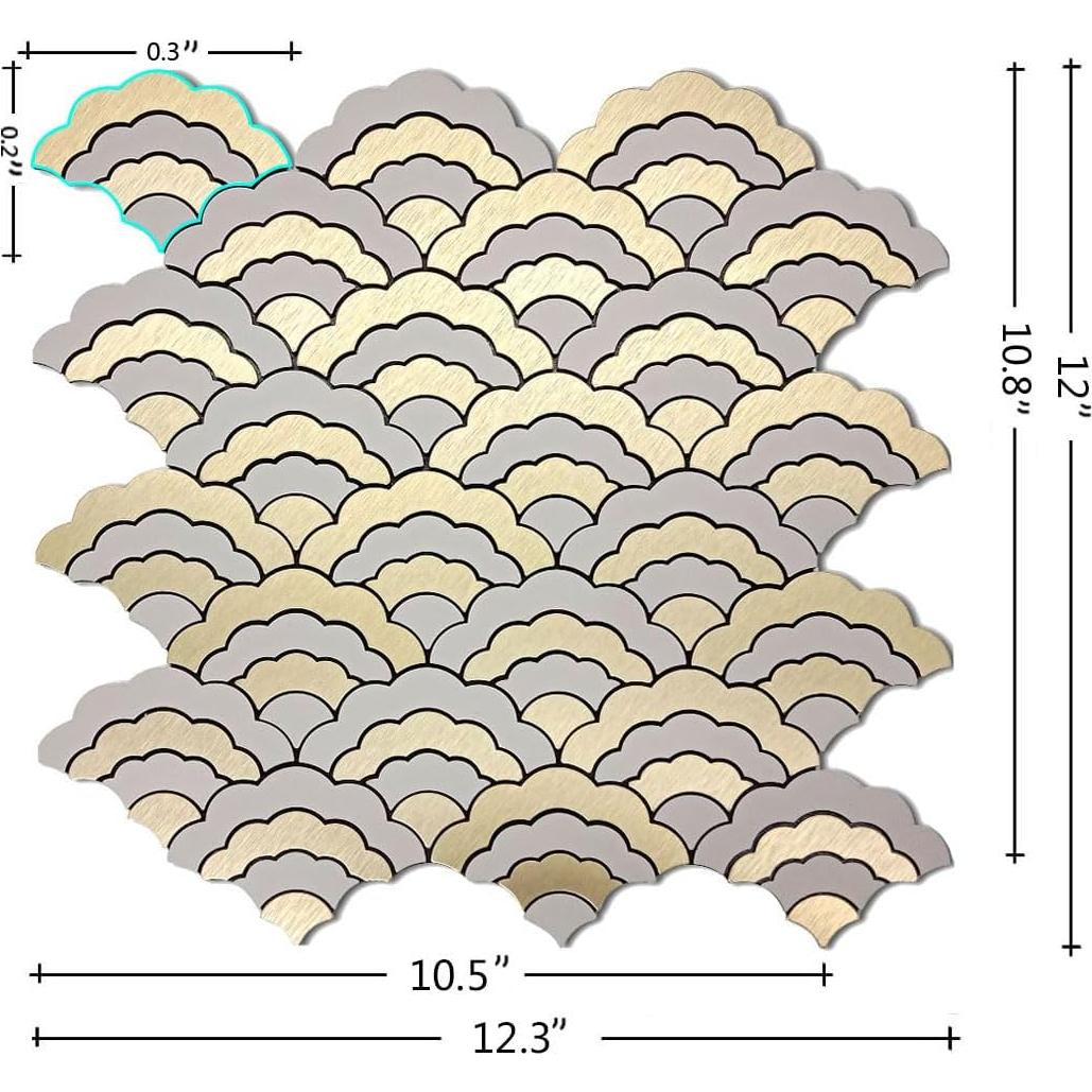 Azulejos autoadhesivos XUANINY 3D Oro cepillado 7 hojas