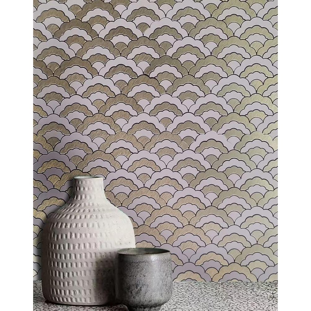 Azulejos autoadhesivos XUANINY 3D Oro cepillado 7 hojas