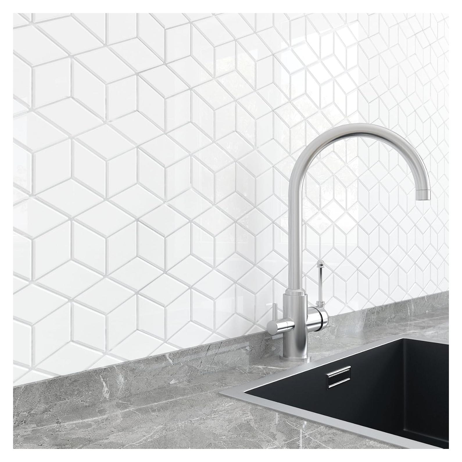 Azulejos Autoadhesivos Livelynine 4 Piezas Geométrico Blanco 30x30 cm