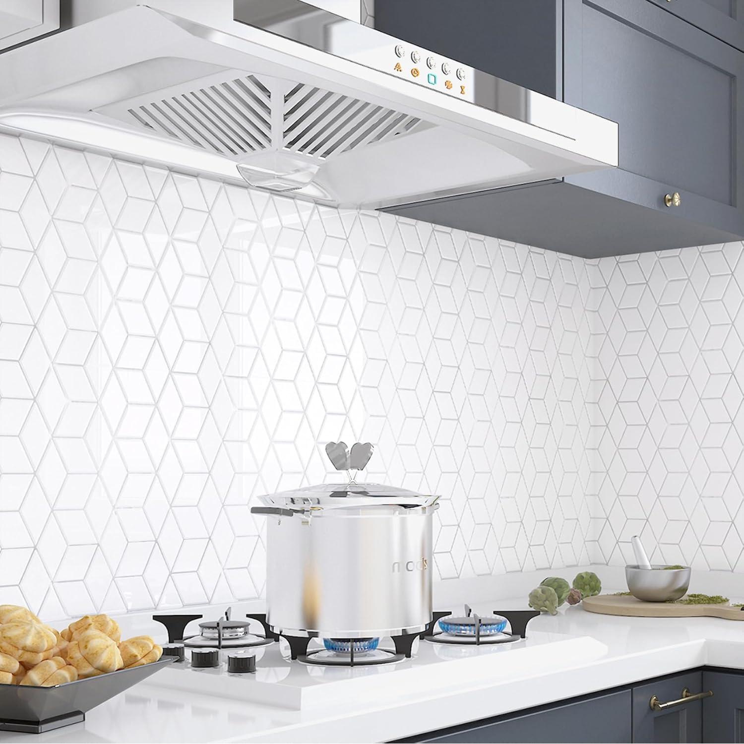 Azulejos Autoadhesivos Livelynine 4 Piezas Geométrico Blanco 30x30 cm