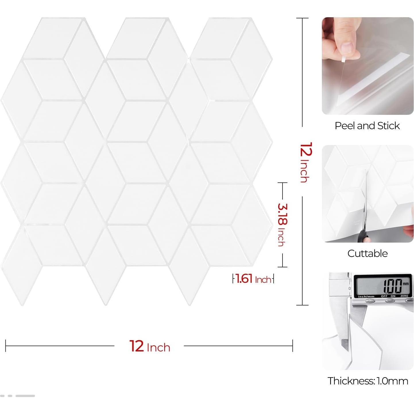 Azulejos Autoadhesivos Livelynine 4 Piezas Geométrico Blanco 30x30 cm