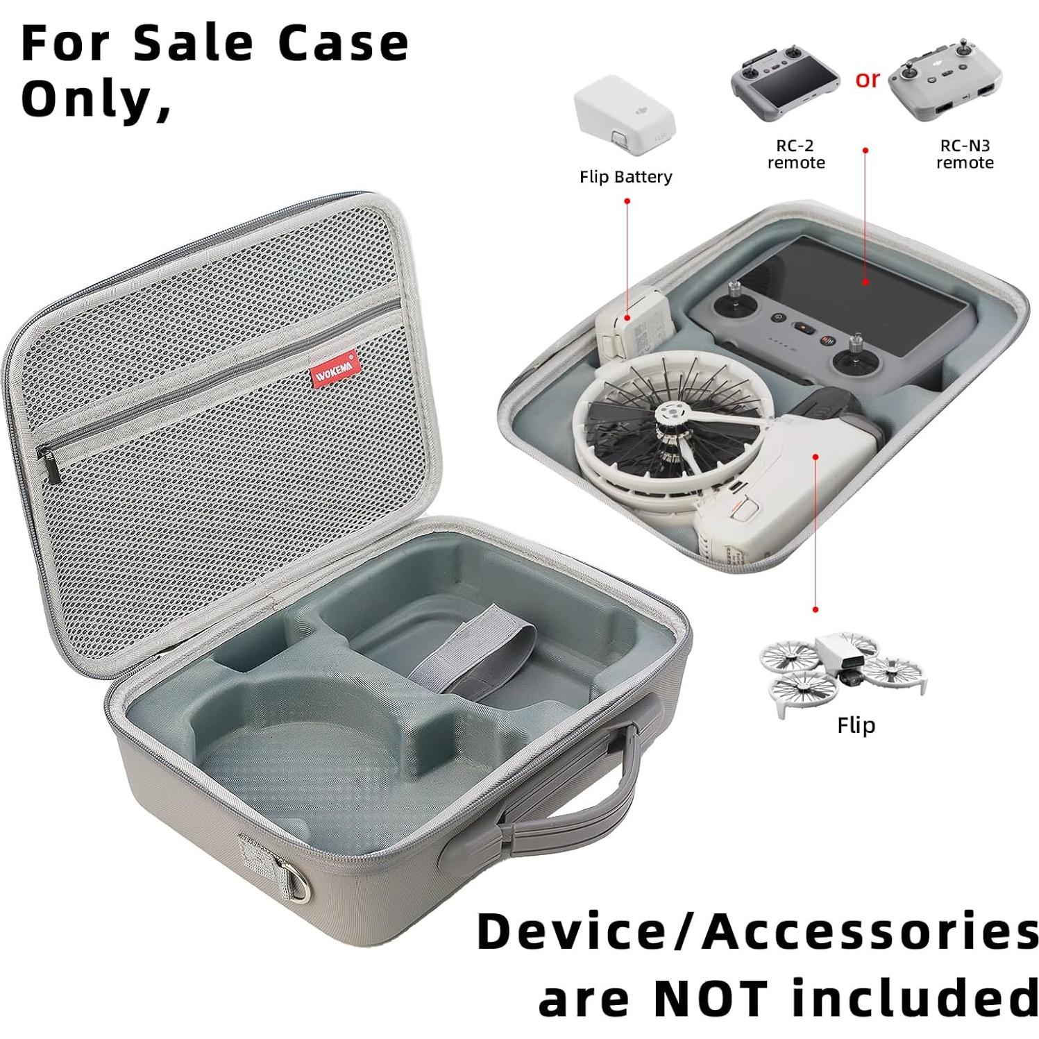 Father&I Drone Flip RC2 RCN3 Combo Accessories Only (Carry-ing) Protective Protector Carrier Case Hard Storage Bag Holder for DJI Flip Crossbody & Two Way Zipper, Grey Morandi (NOT Silicone