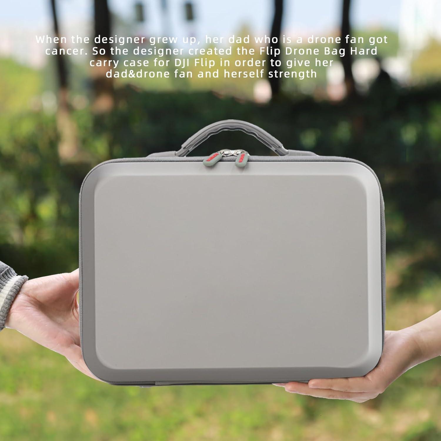 Father&I Drone Flip RC2 RCN3 Combo Accessories Only (Carry-ing) Protective Protector Carrier Case Hard Storage Bag Holder for DJI Flip Crossbody & Two Way Zipper, Grey Morandi (NOT Silicone