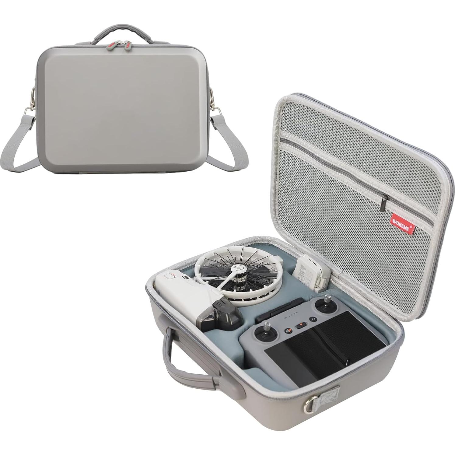 Father&I Drone Flip RC2 RCN3 Combo Accessories Only (Carry-ing) Protective Protector Carrier Case Hard Storage Bag Holder for DJI Flip Crossbody & Two Way Zipper, Grey Morandi (NOT Silicone