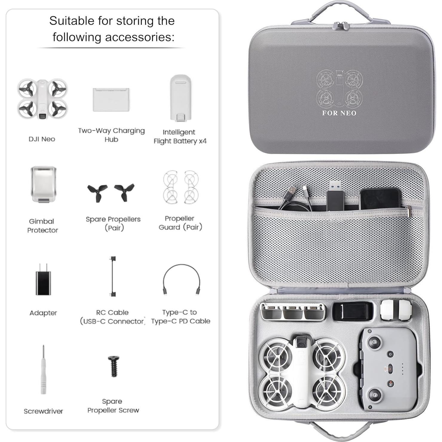 Funda de Almacenamiento AnsTOP para Drone DJI Neo - Cuero PU