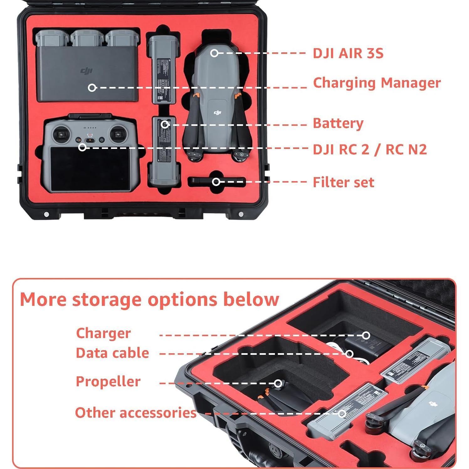 Estuche Duro Impermeable Drogear para DJI Air 3S Fly More Combo
