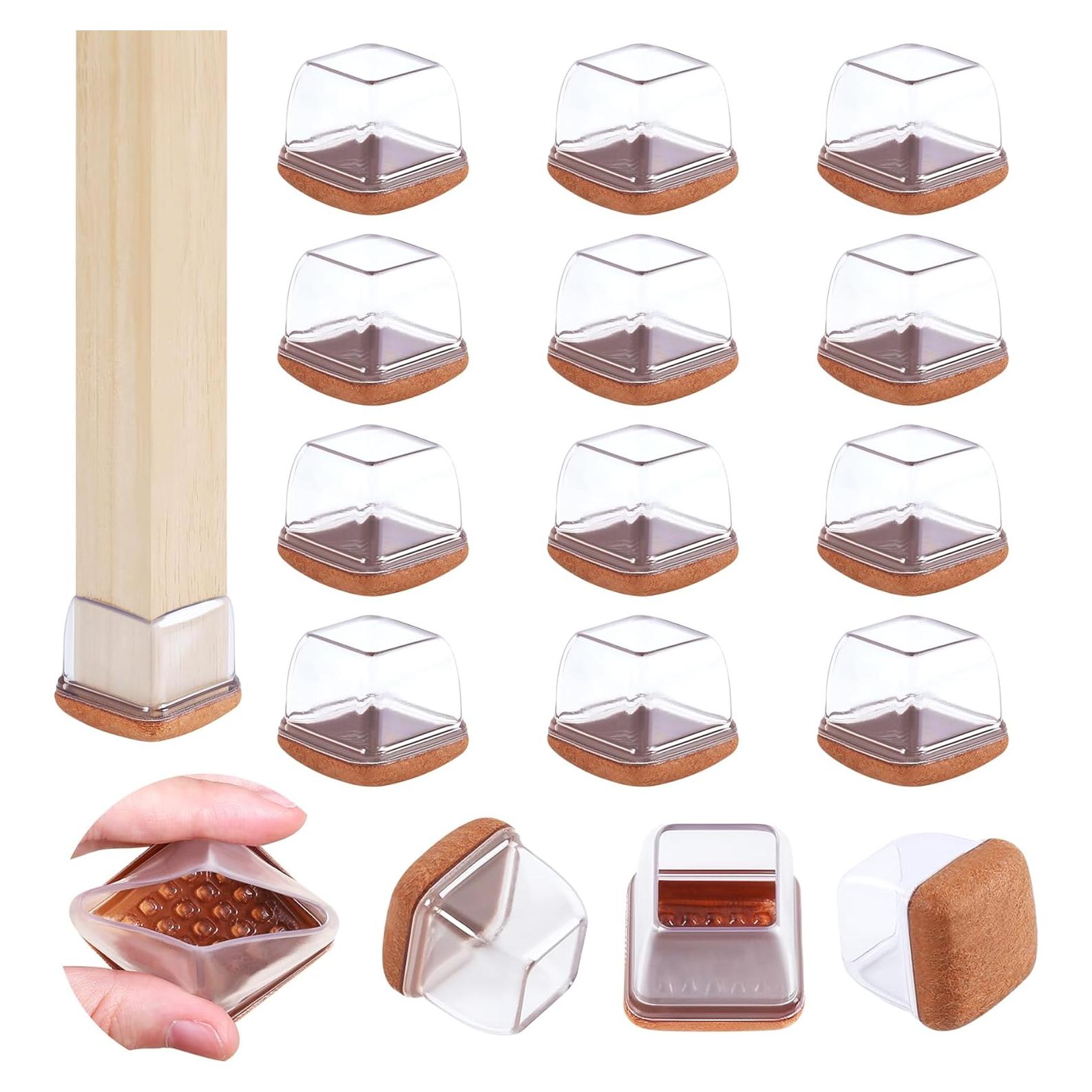 16 Protectores de Suelo Silicona XLP para Patas de Silla 26-36mm