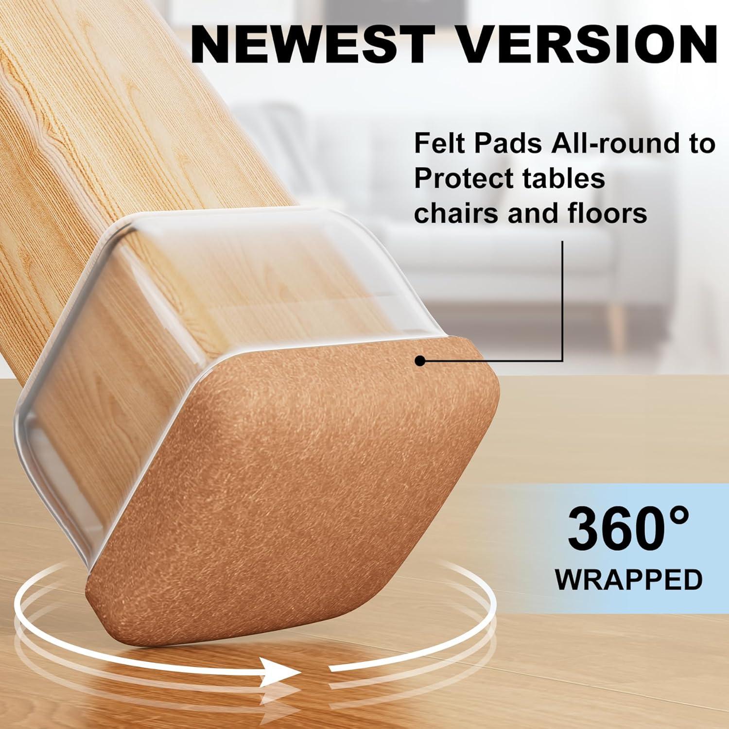 16 Protectores de Suelo Silicona XLP para Patas de Silla 26-36mm