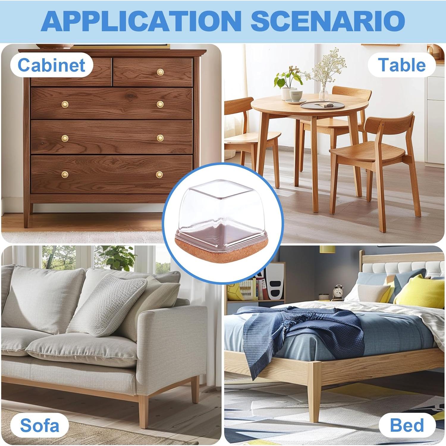 16 Protectores de Suelo Silicona XLP para Patas de Silla 26-36mm