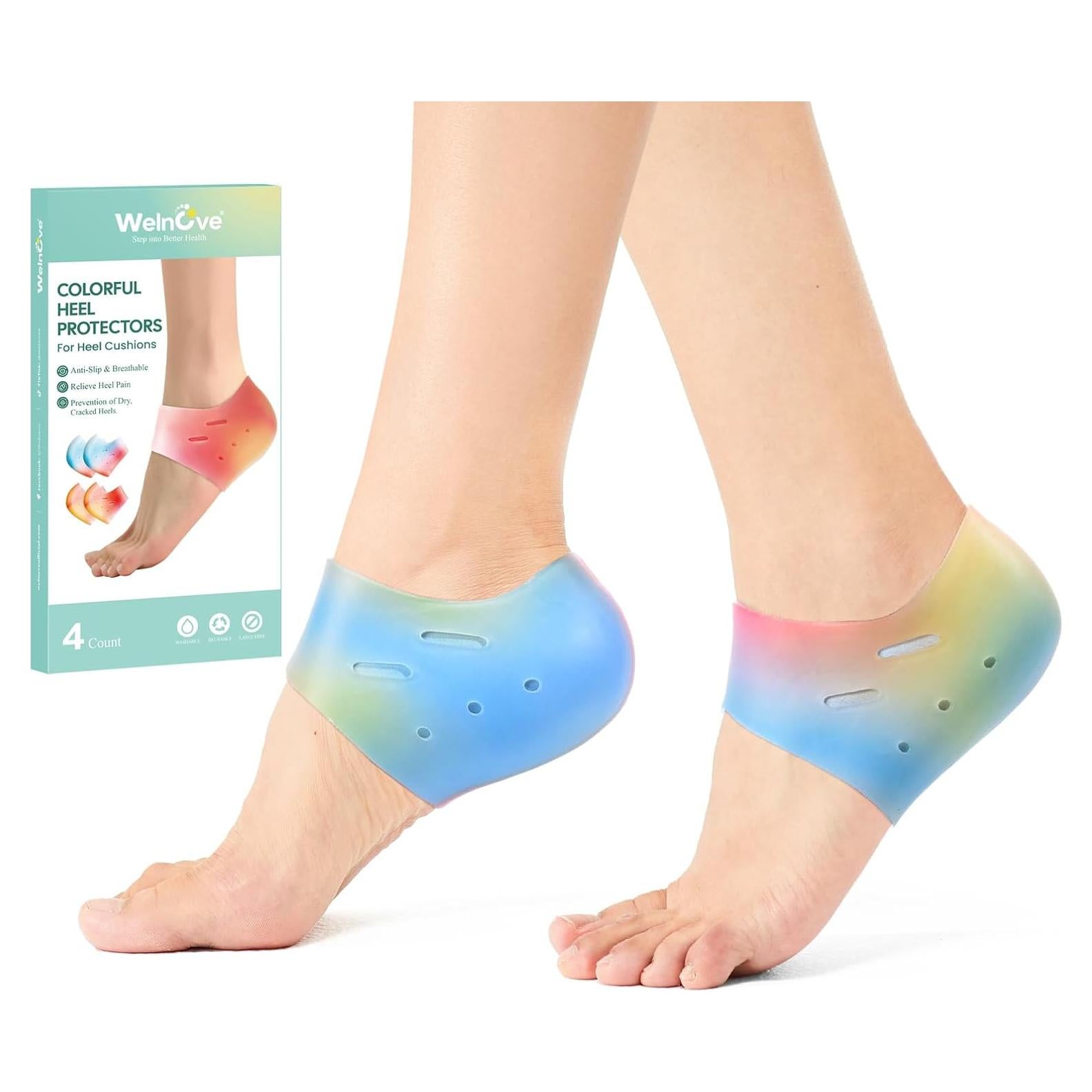 Protectores de Talón de Silicona Welnove - 2 Pares para Alivio de Dolor