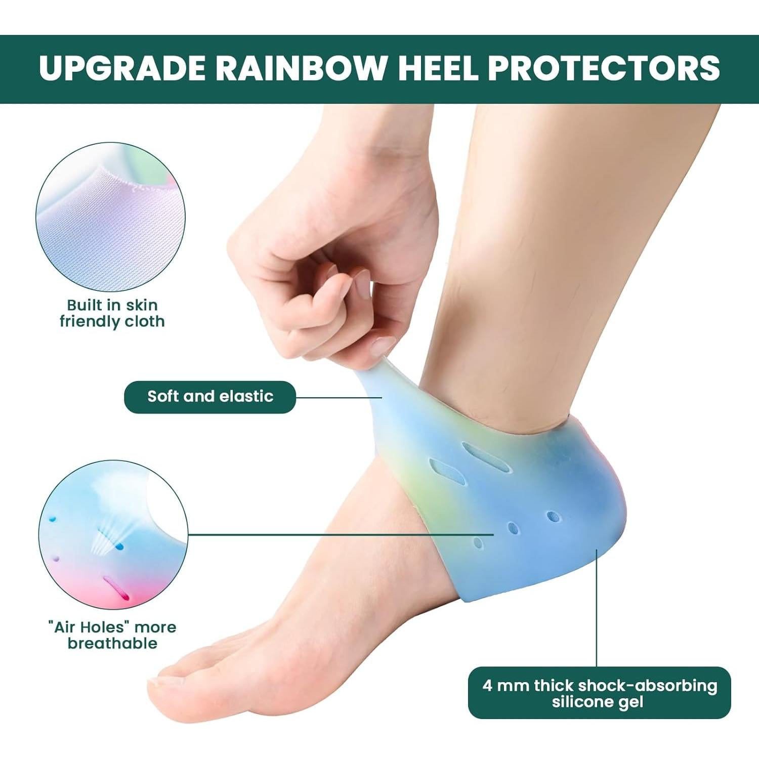 Protectores de Talón de Silicona Welnove - 2 Pares para Alivio de Dolor