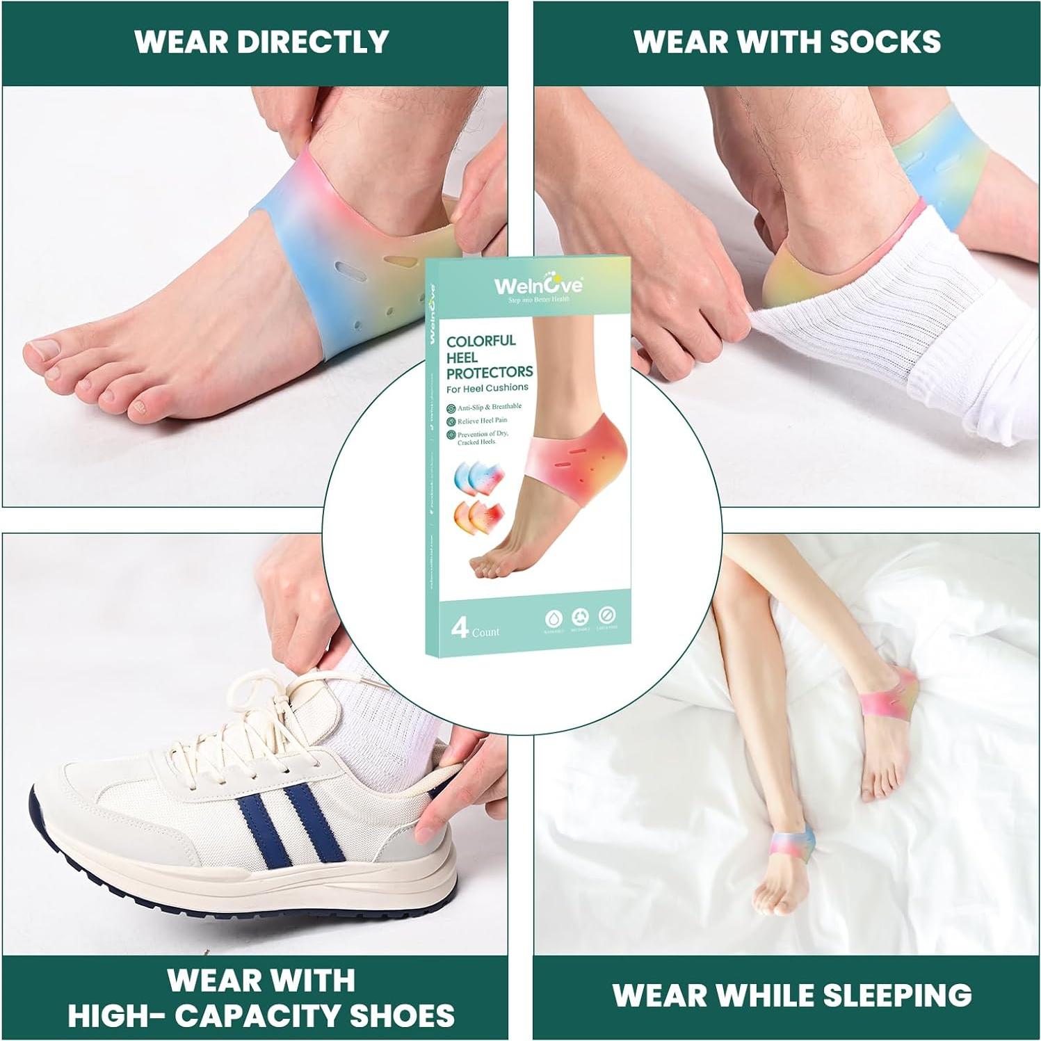 Protectores de Talón de Silicona Welnove - 2 Pares para Alivio de Dolor