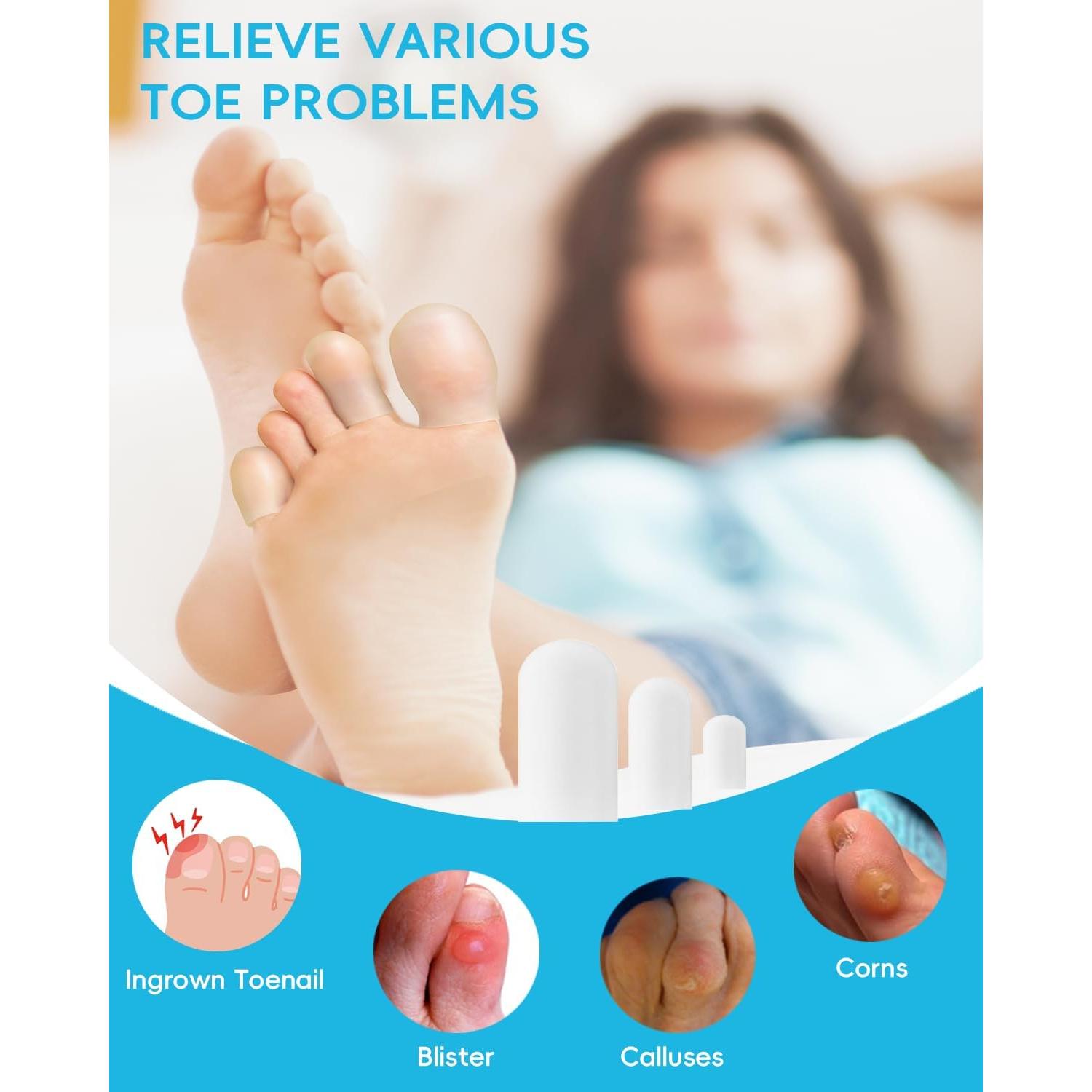Protectores de Dedos de Silicona Qvlaitoe - Alivio para Uñas Encarnadas y Callos - Paquete de 12