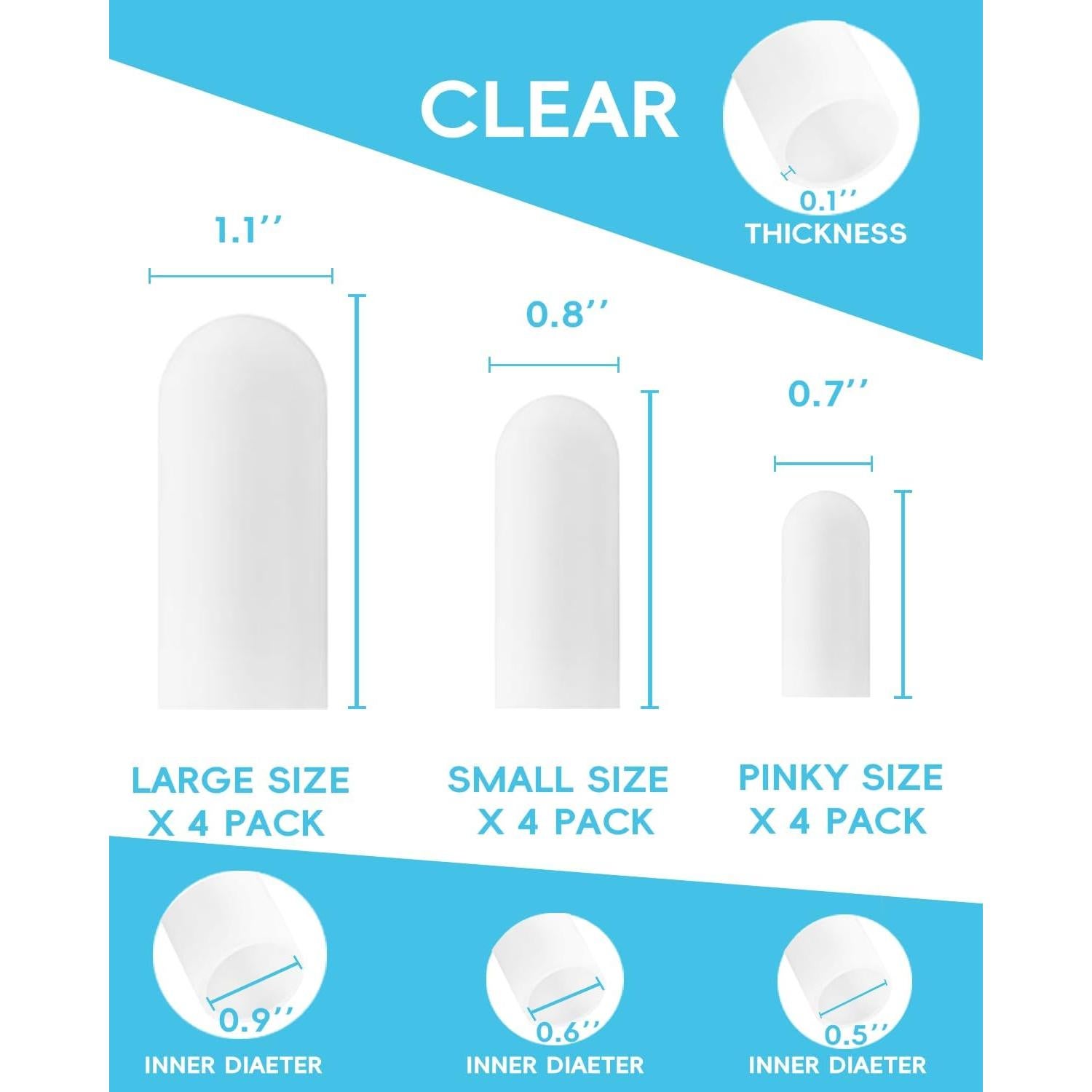 Protectores de Dedos de Silicona Qvlaitoe - Alivio para Uñas Encarnadas y Callos - Paquete de 12