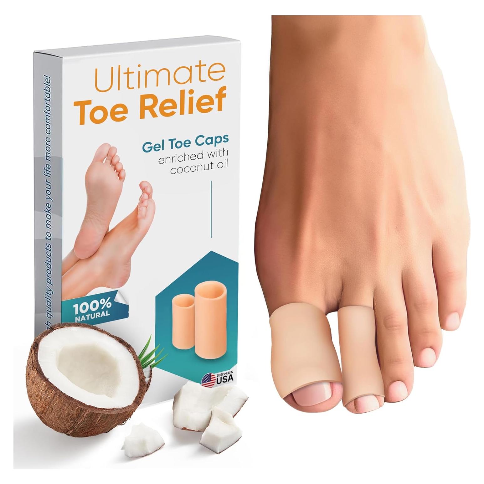 Protectores de Dedos de Gel Homergy - 6 Mangas Beige para Alivio