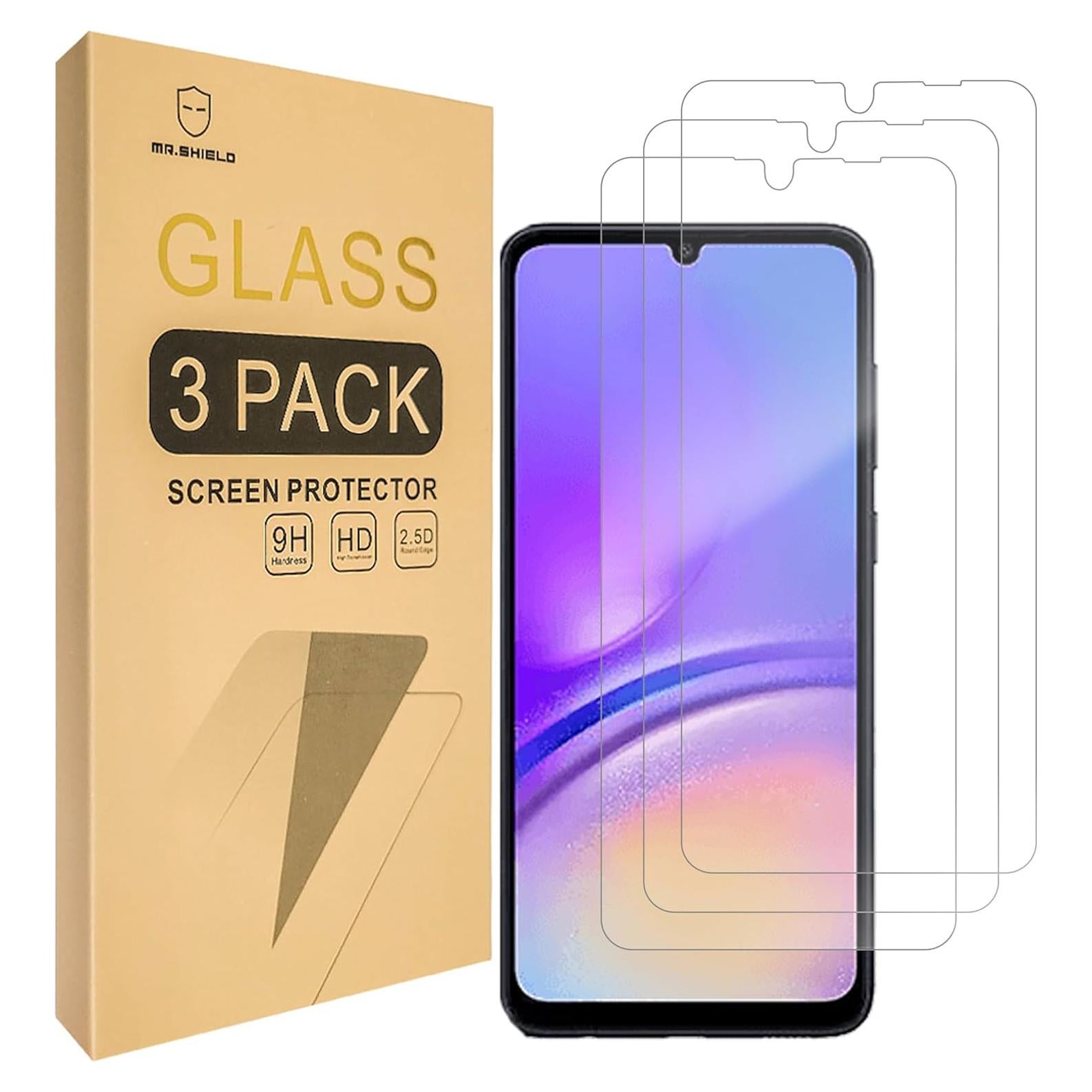 Mr.Shield Protector de Pantalla Vidrio Templado para Samsung Galaxy A05 - Paquete de 3