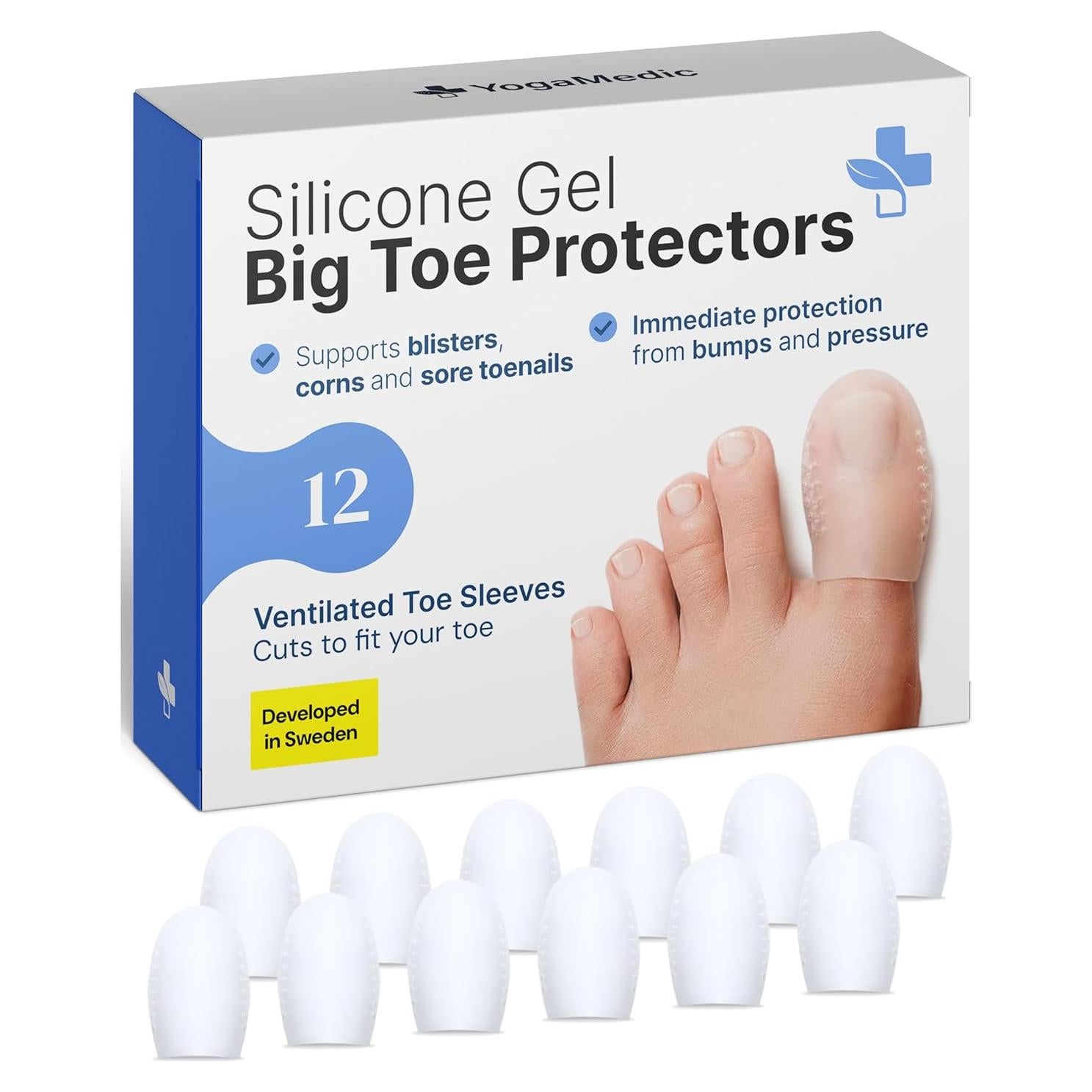 Protectores de Dedo Gordo Yogamedic - 12 Separadores de Gel