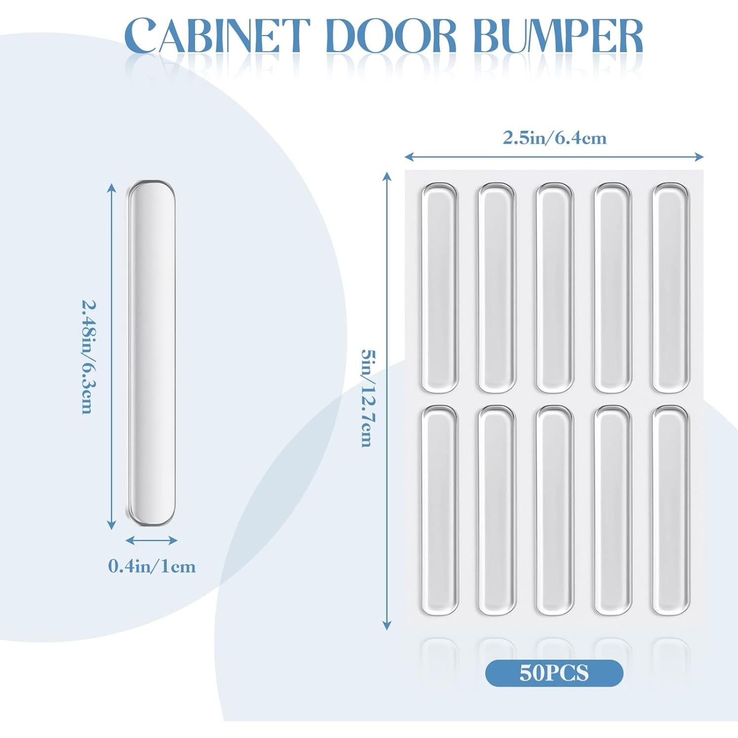 50 Topes de Puerta de Gabinete YEWANG Autoadhesivos 6.35x1.02 cm
