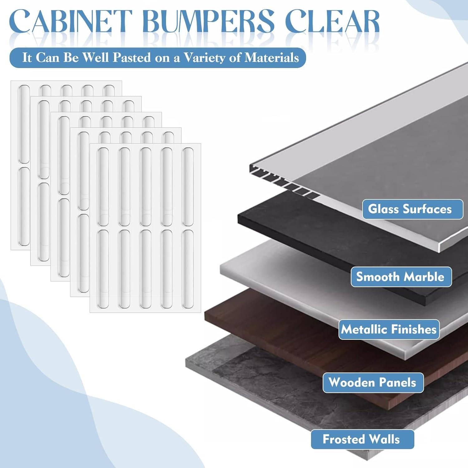 50 Topes de Puerta de Gabinete YEWANG Autoadhesivos 6.35x1.02 cm