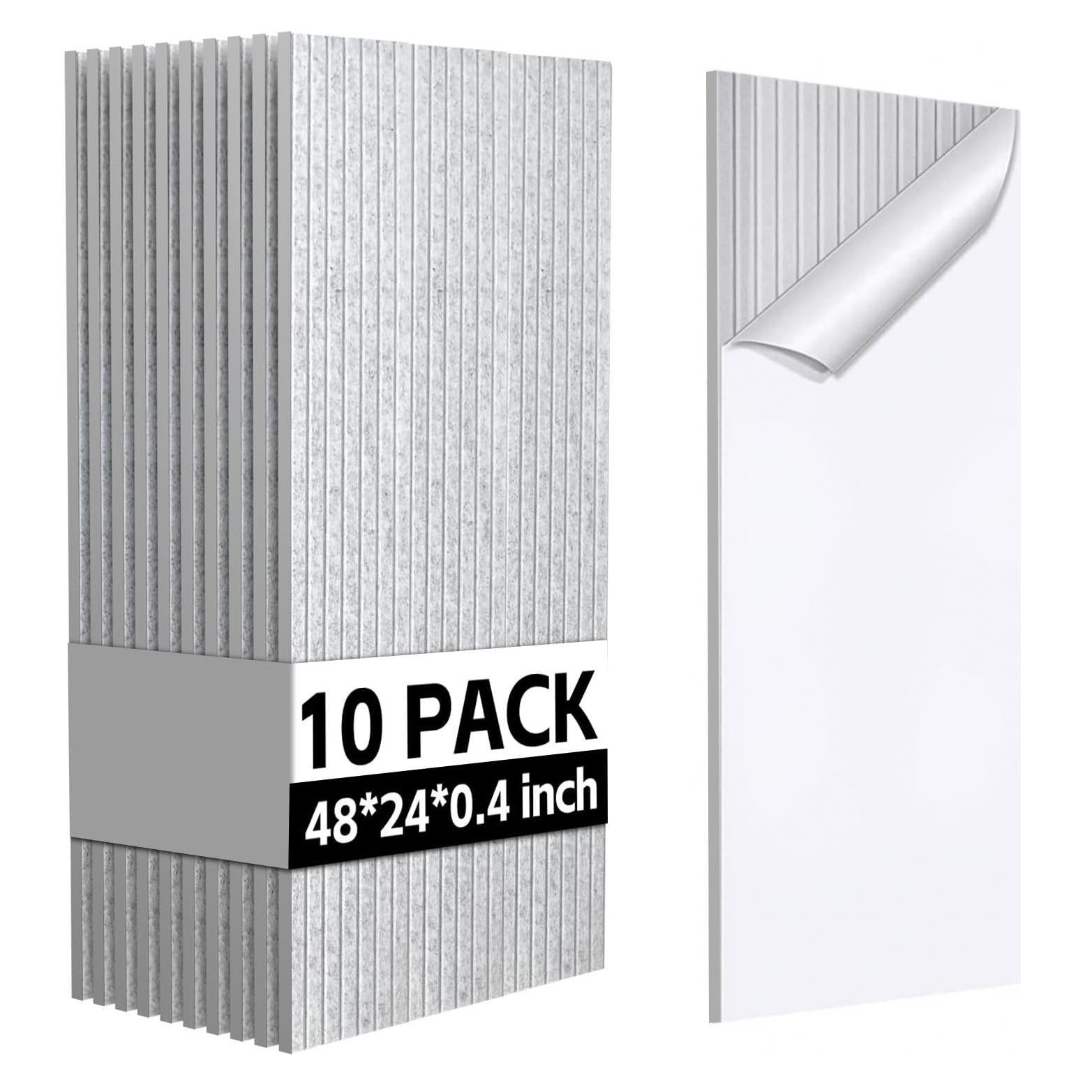 Paquete de 10 Paneles Acústicos 48x24 cm Aislantes de Sonido Gris