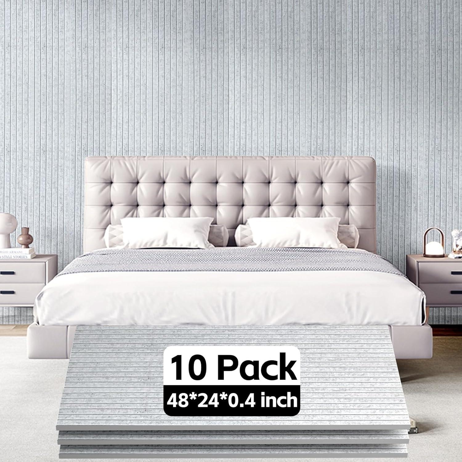 Paquete de 10 Paneles Acústicos 48x24 cm Aislantes de Sonido Gris