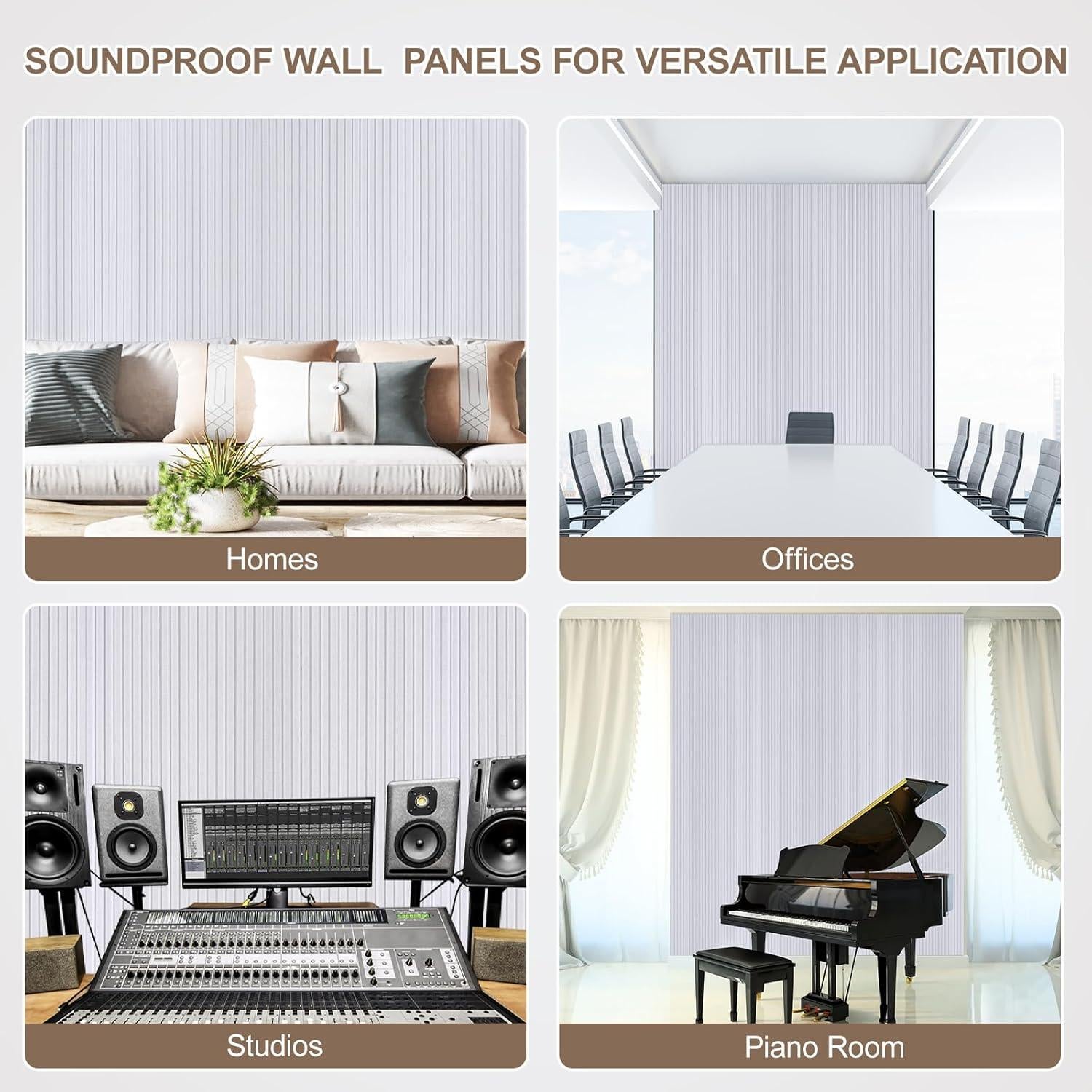 Paquete de 10 Paneles Acústicos 48x24 cm Aislantes de Sonido Gris