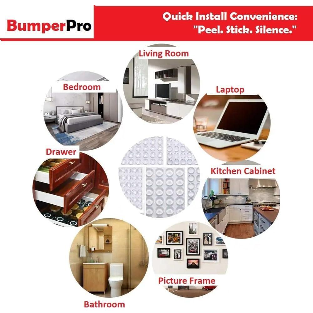 Amortiguadores de Gabinete BumperPro 128 Piezas Silicona 1.27 cm
