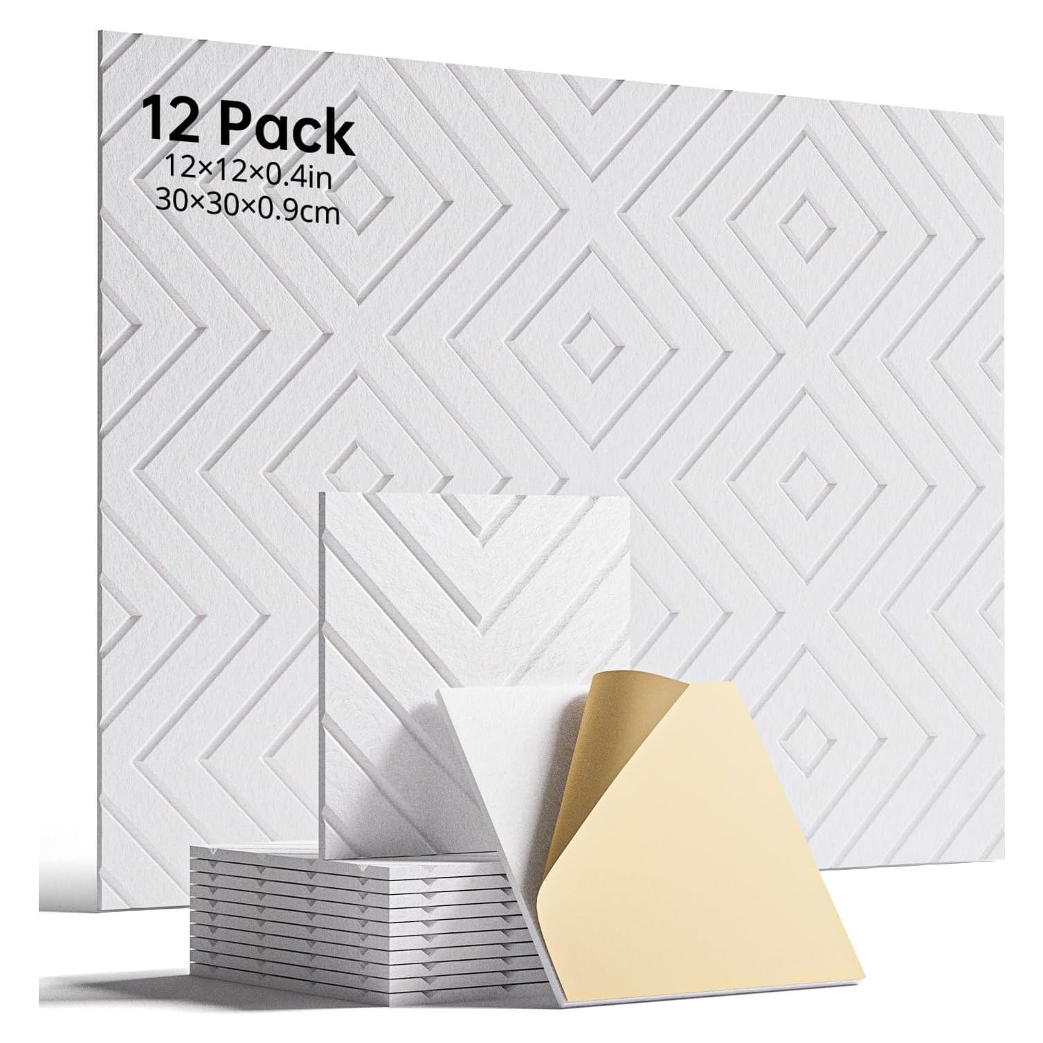 Paneles Acústicos Autoadhesivos Woovio 12 Piezas 30.48x30.48cm