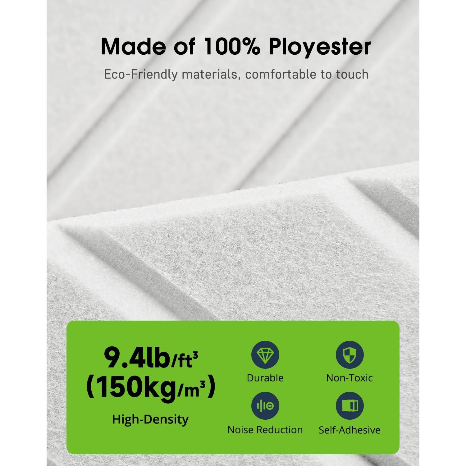 Paneles Acústicos Autoadhesivos Woovio 12 Piezas 30.48x30.48cm