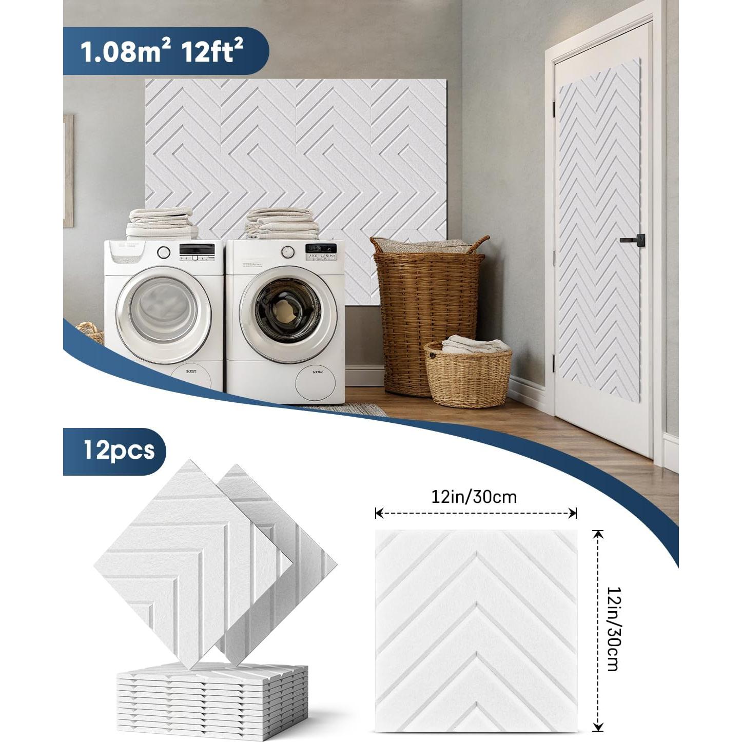 Paneles Acústicos Autoadhesivos Woovio 12 Piezas 30.48x30.48cm