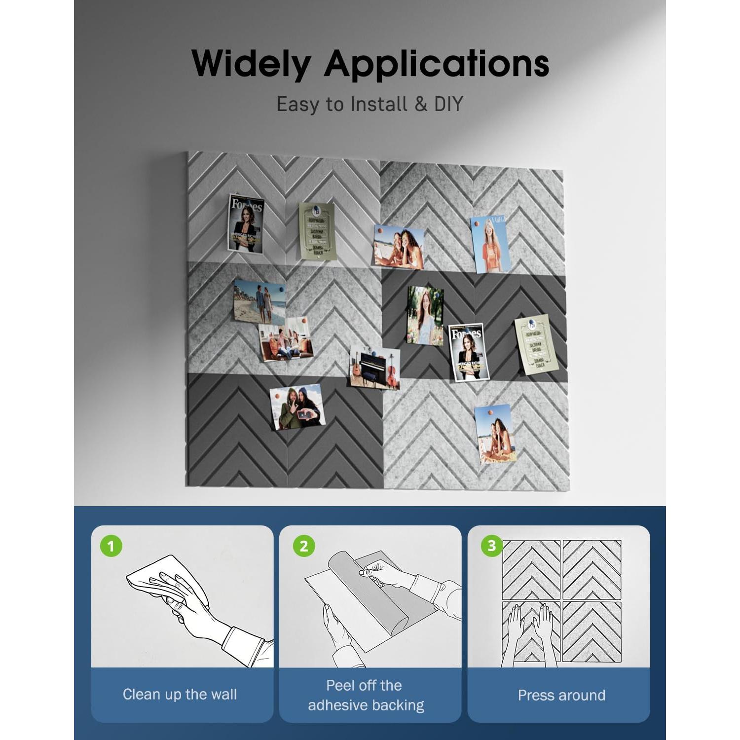 Paneles Acústicos Autoadhesivos Woovio 12 Piezas 30.48x30.48cm