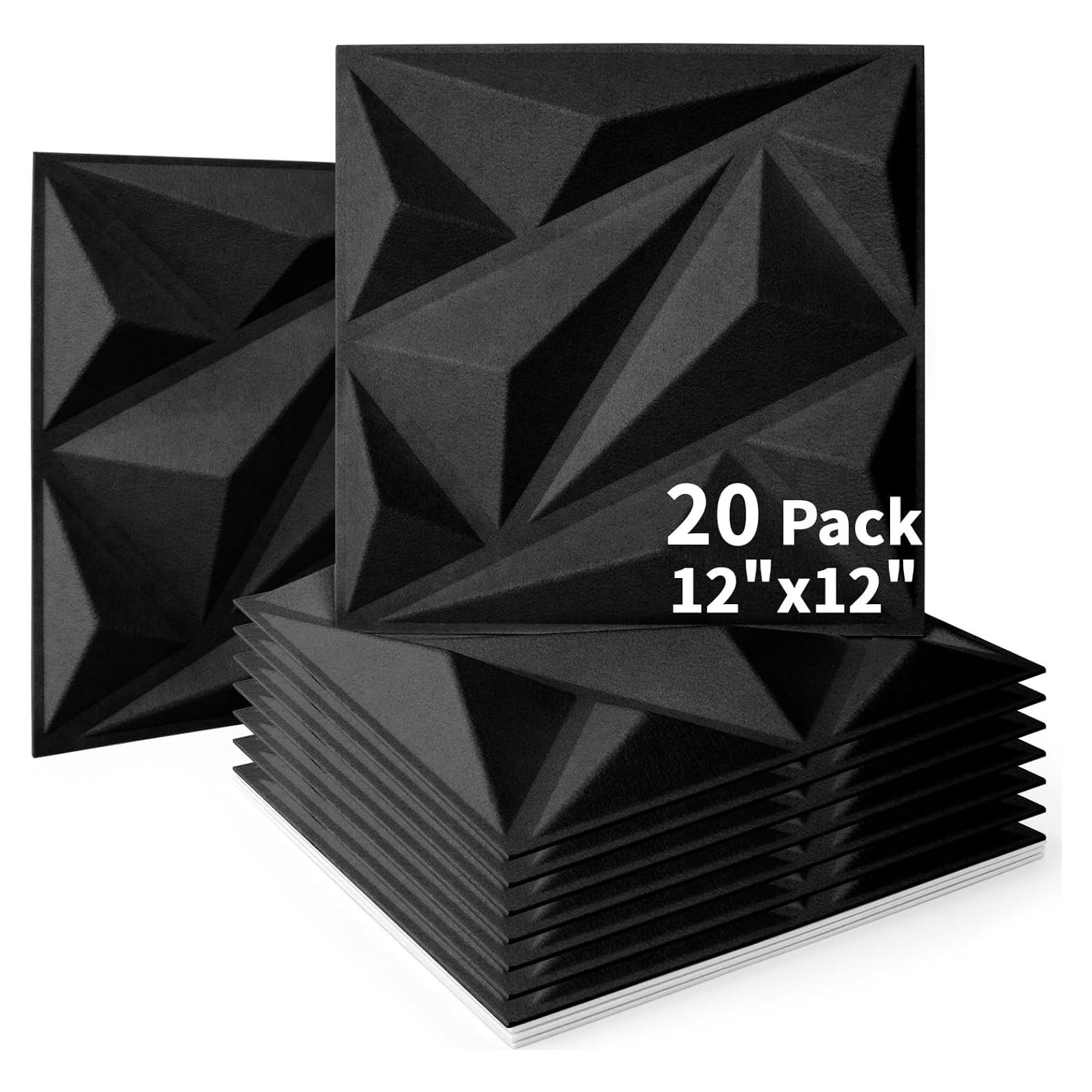 Paneles Acústicos Art3dwallpanels 20 Unidades 30.48x30.48cm Negro