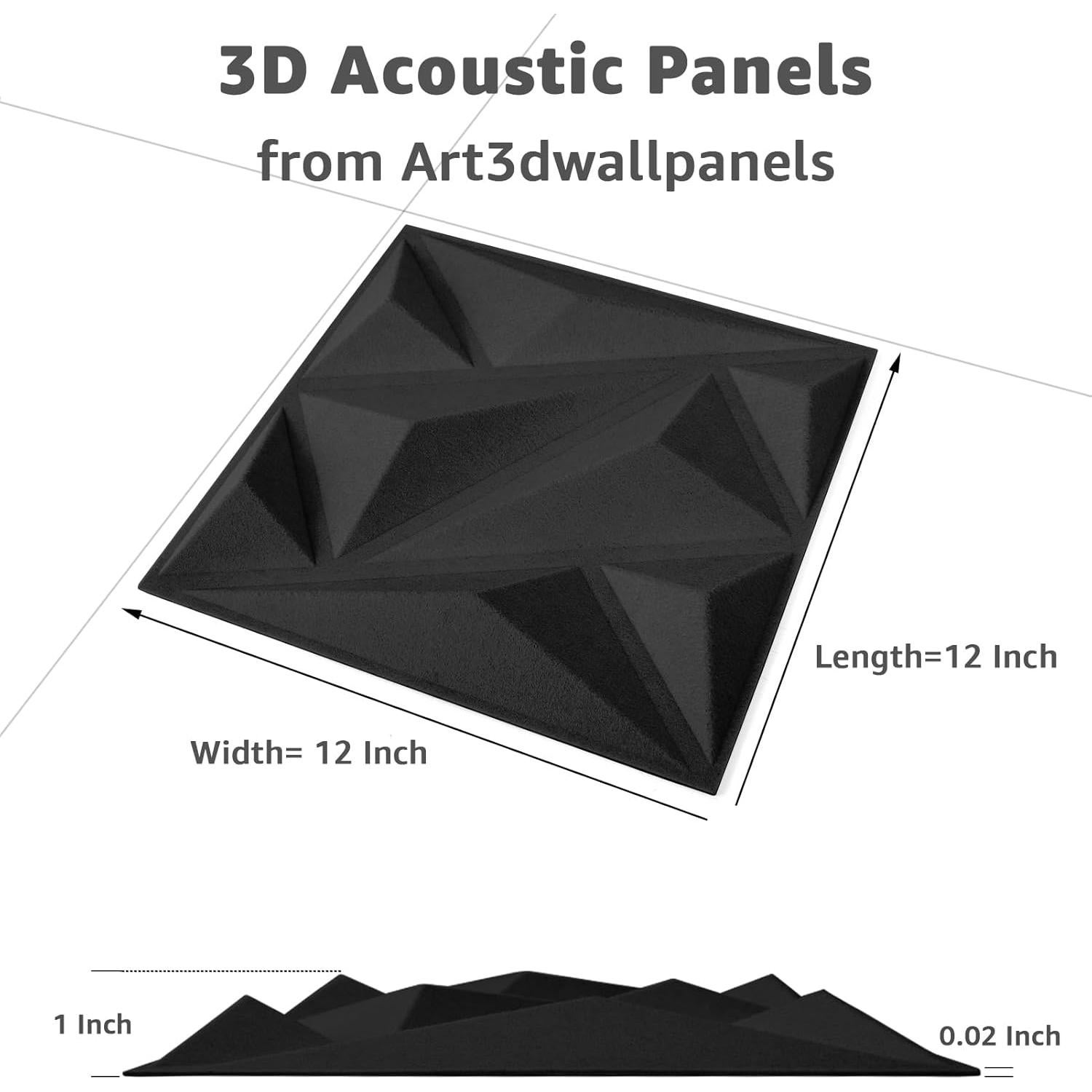Paneles Acústicos Art3dwallpanels 20 Unidades 30.48x30.48cm Negro